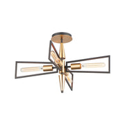 Wings 25" 4-Light Flush Mount, Black & Satin Brass Finish - Bees Lighting