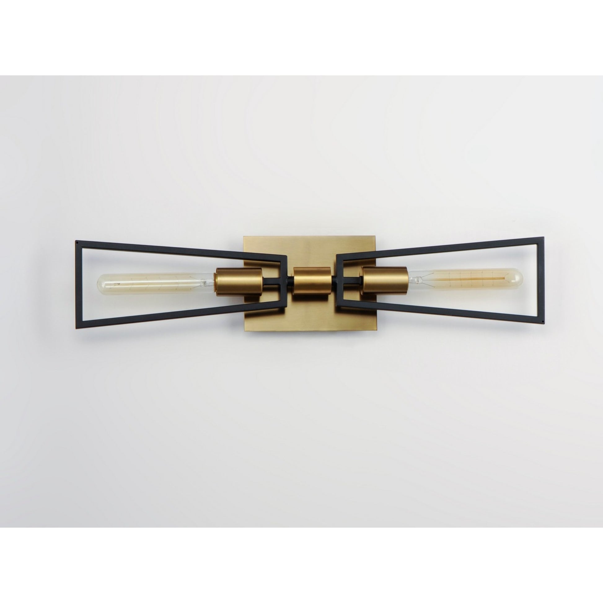 Wings 25" 2-Light Wall Sconce, Black & Satin Brass Finish - Bees Lighting