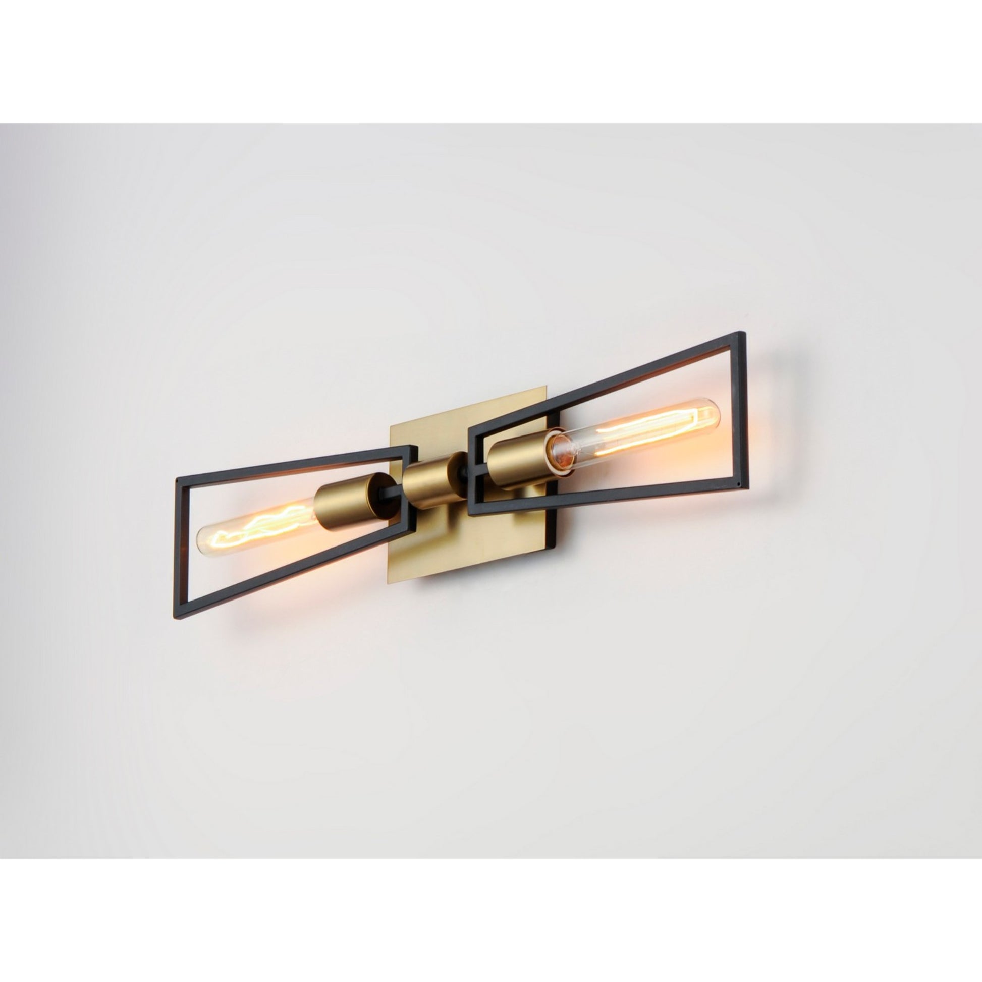 Wings 25" 2-Light Wall Sconce, Black & Satin Brass Finish - Bees Lighting