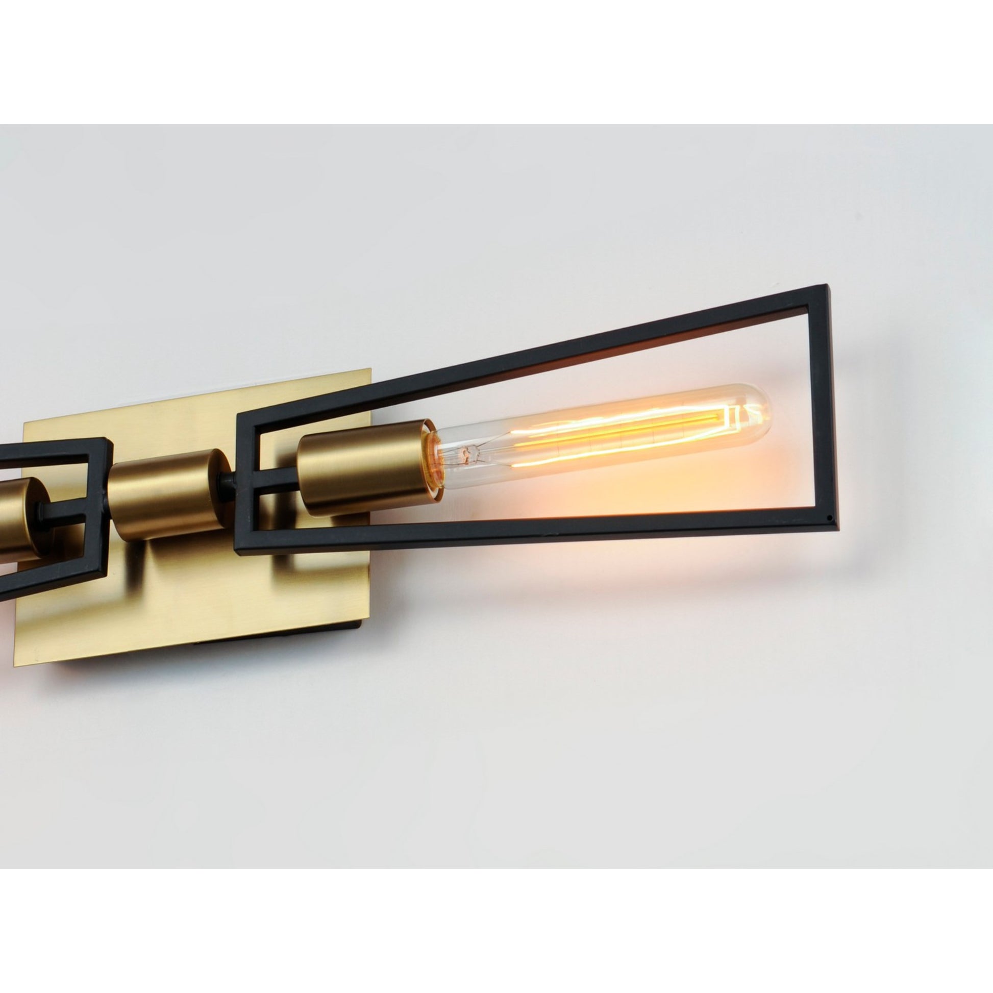 Wings 25" 2-Light Wall Sconce, Black & Satin Brass Finish - Bees Lighting