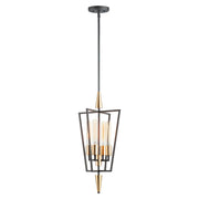 Wings 25" 4-Light Pendant, Black & Satin Brass Finish - Bees Lighting