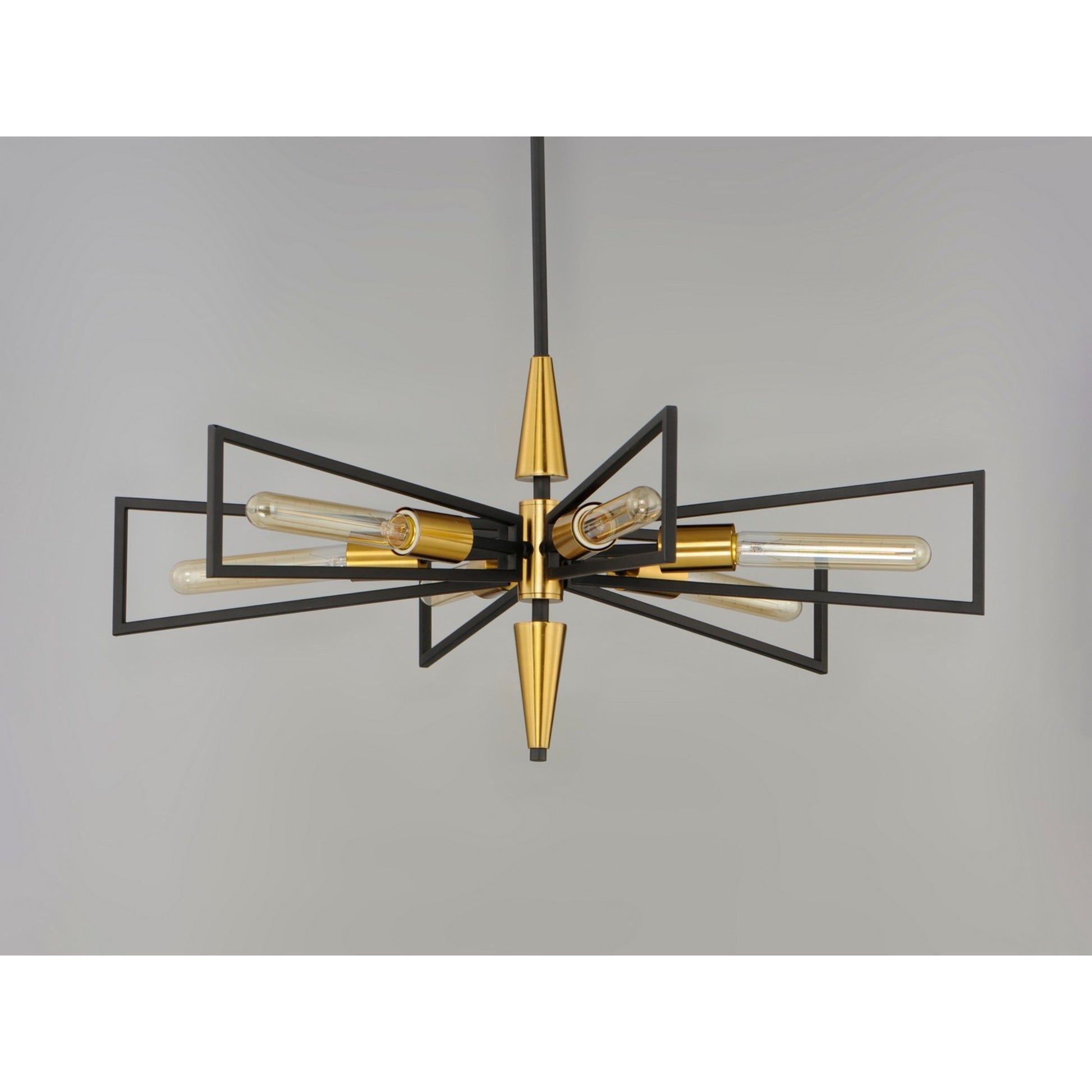Wings 29" 6-Light Chandelier, Black & Satin Brass Finish - Bees Lighting