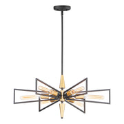 Wings 29" 6-Light Chandelier, Black & Satin Brass Finish - Bees Lighting