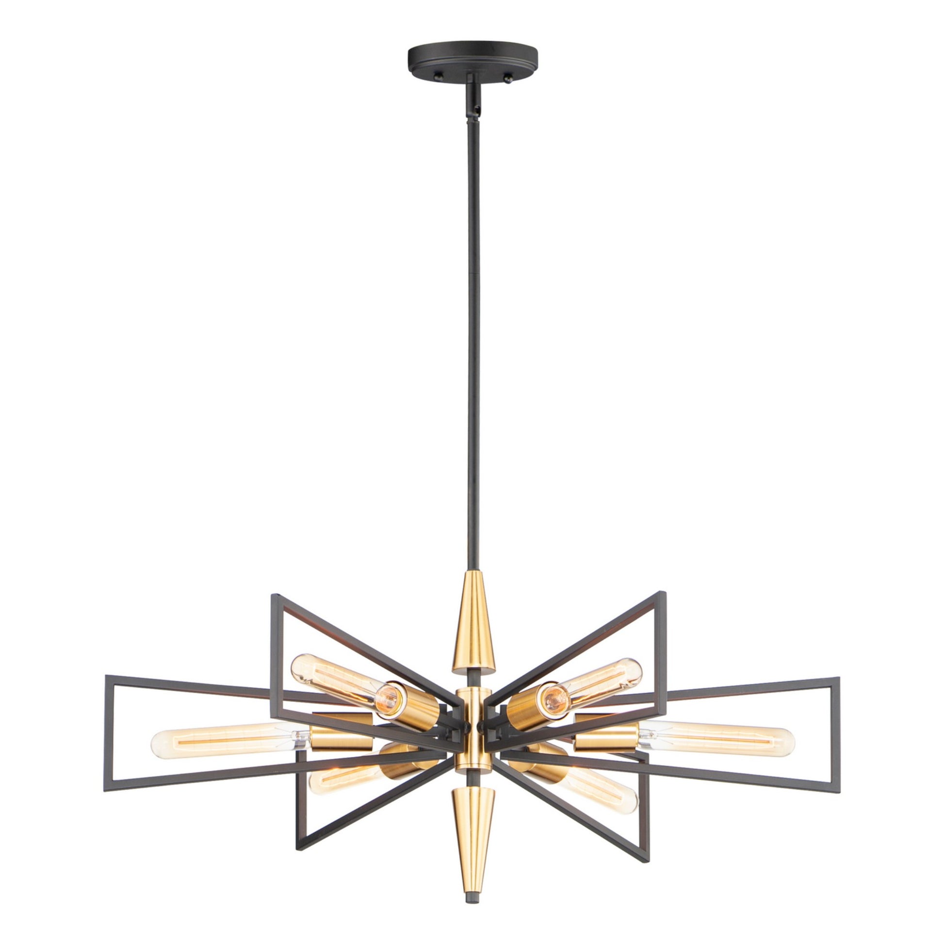 Wings 29" 6-Light Chandelier, Black & Satin Brass Finish - Bees Lighting
