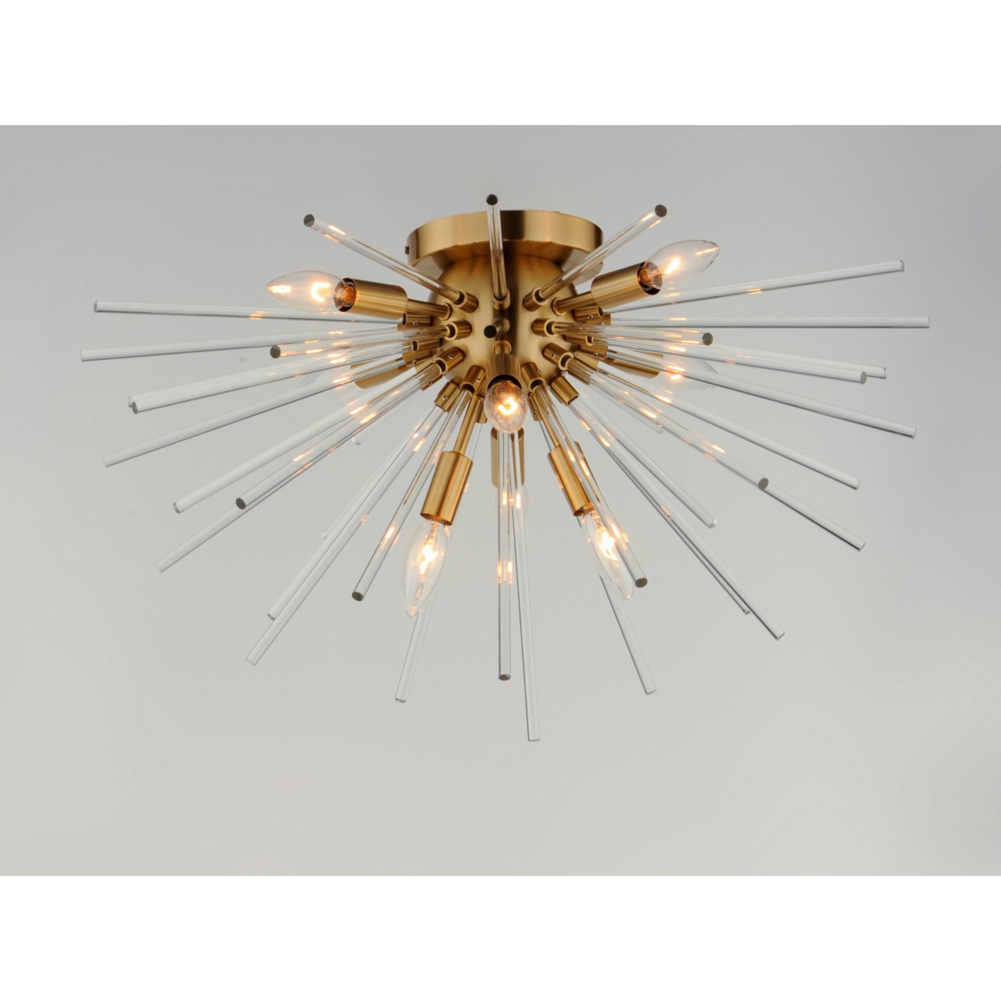 Polaris 25" 8-Light Flush Mount, Satin Brass Finish - Bees Lighting