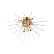Polaris 25" 8-Light Flush Mount, Satin Brass Finish - Bees Lighting