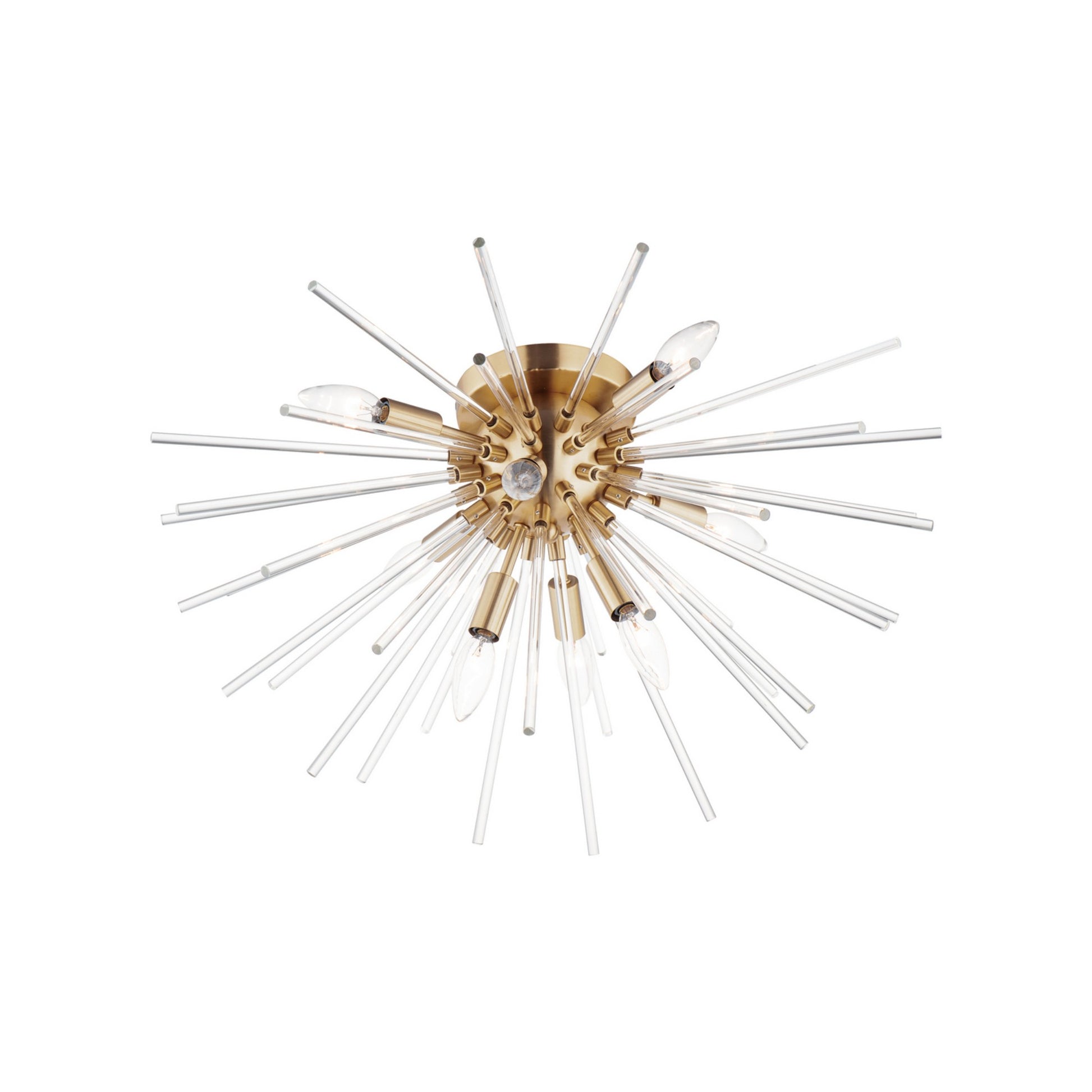 Polaris 25" 8-Light Flush Mount, Satin Brass Finish - Bees Lighting