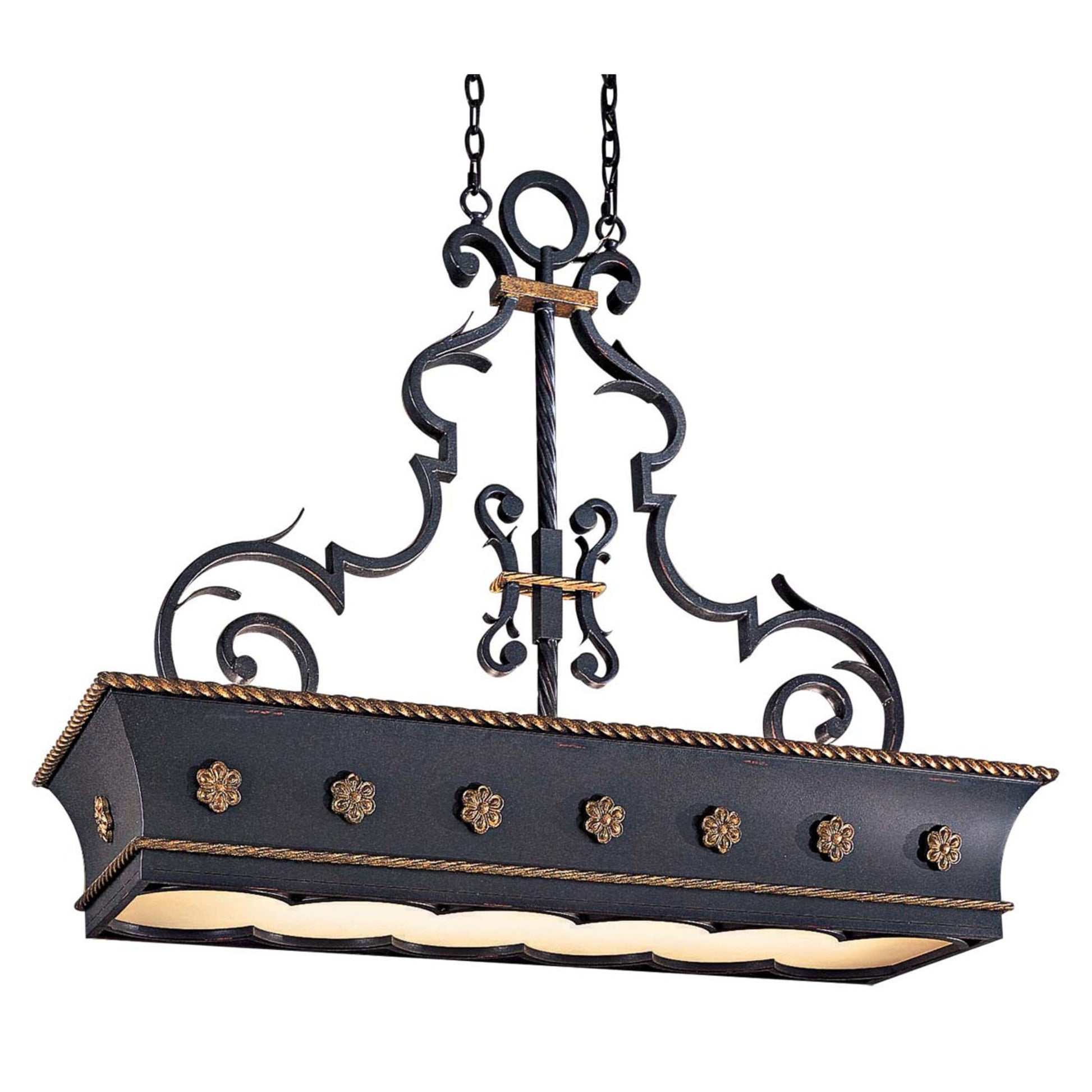 Montparnasse 47" 12-Light Island Light, French Coal & Gold Finish - Bees Lighting