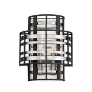 Presten 12" 2-Light Wall Sconce, Brushed Nickel & Sand Coal Finish - Bees Lighting