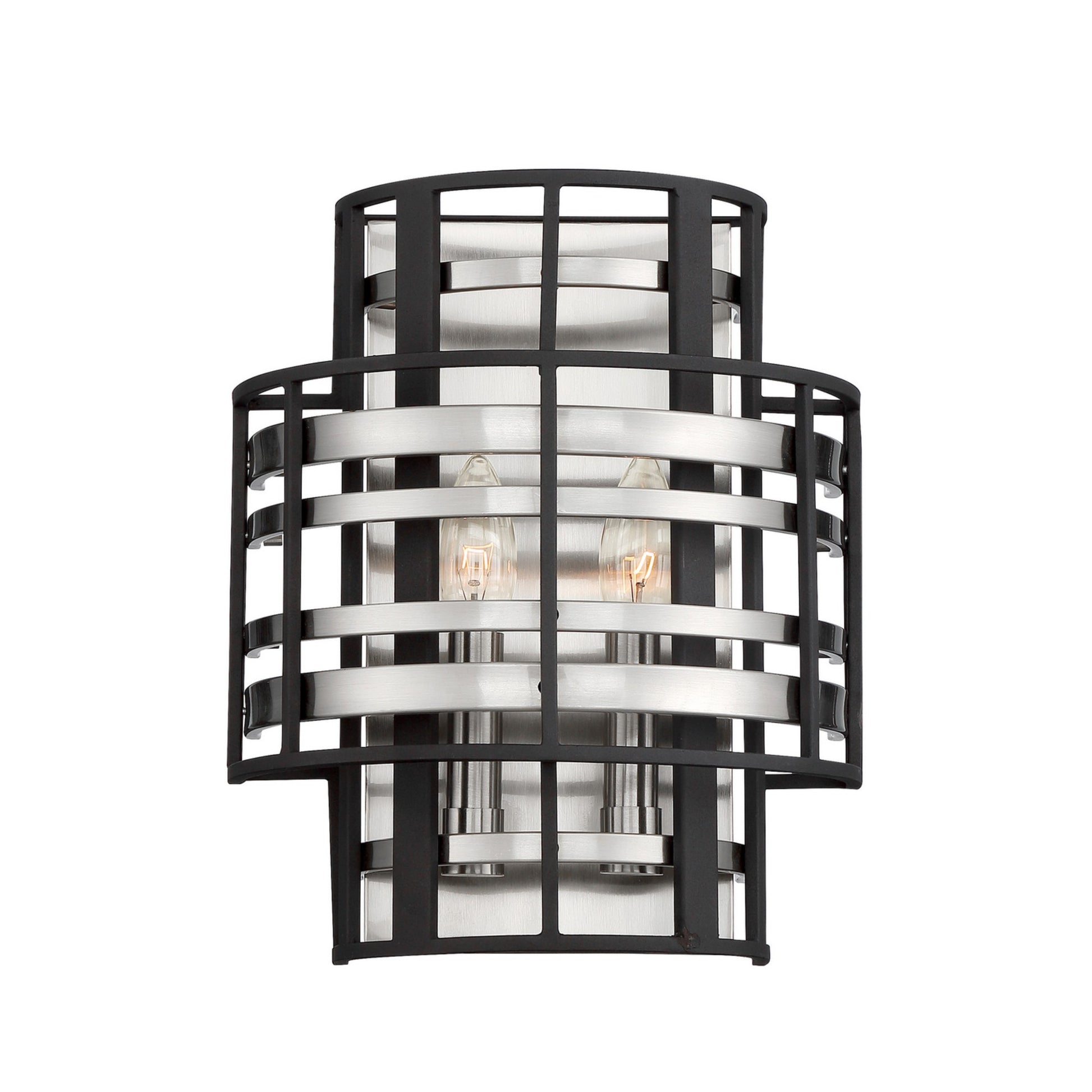 Presten 12" 2-Light Wall Sconce, Brushed Nickel & Sand Coal Finish - Bees Lighting