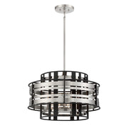 Presten 23" 6-Light Pendant, Brushed Nickel & Sand Coal Finish - Bees Lighting