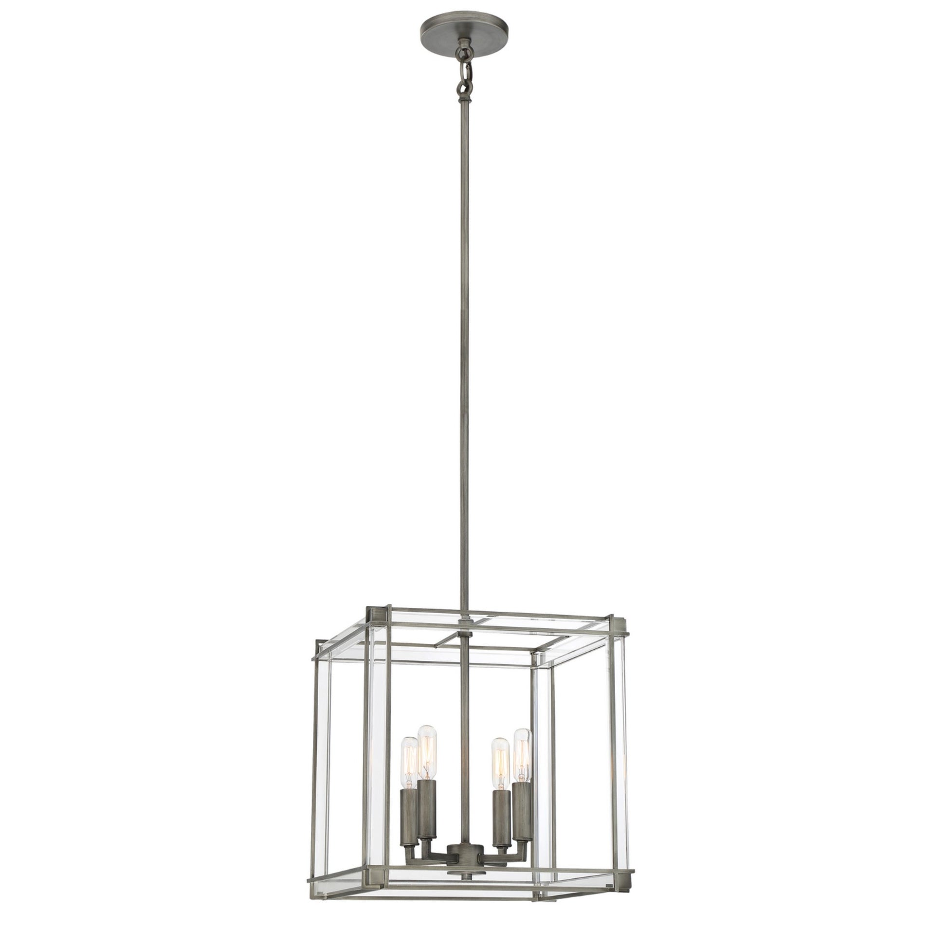 Langen Square 14" 4-Light Pendant, Antique Nickel Finish - Bees Lighting