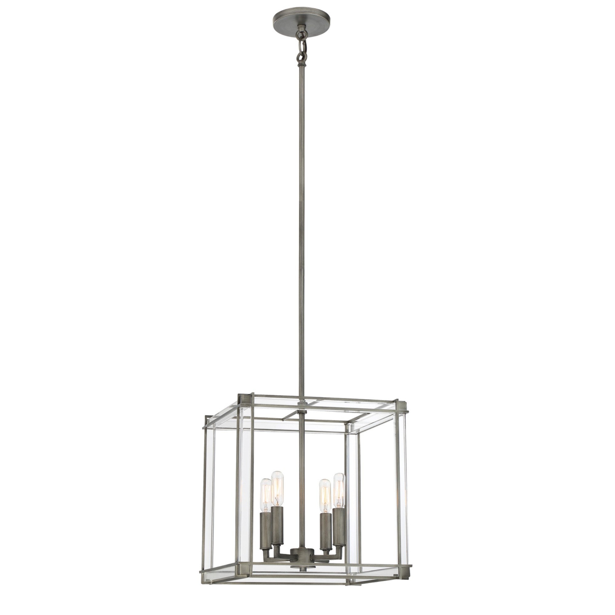 Langen Square 14" 4-Light Pendant, Antique Nickel Finish - Bees Lighting