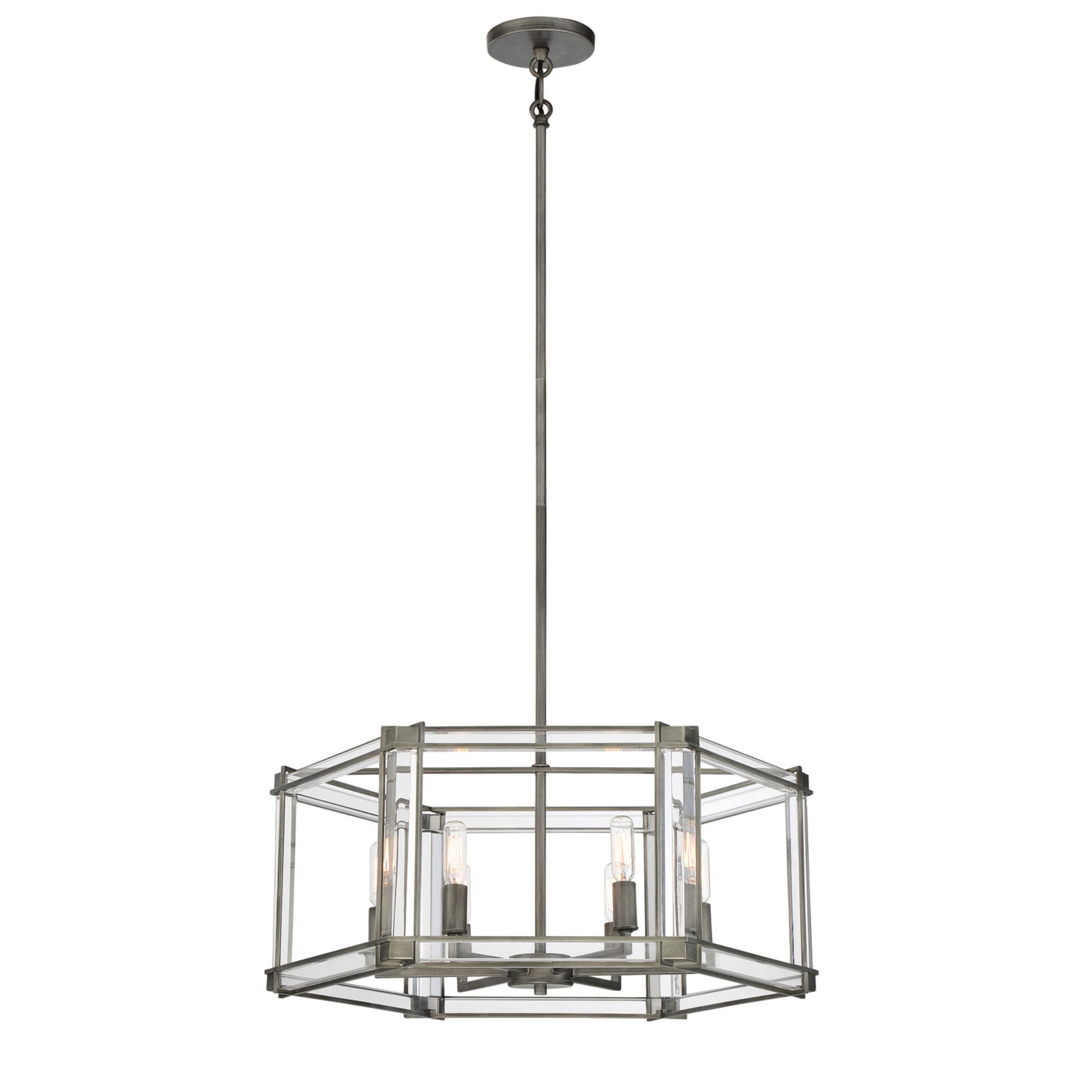 Langen Square 24" 6-Light Chandelier, Antique Nickel Finish - Bees Lighting