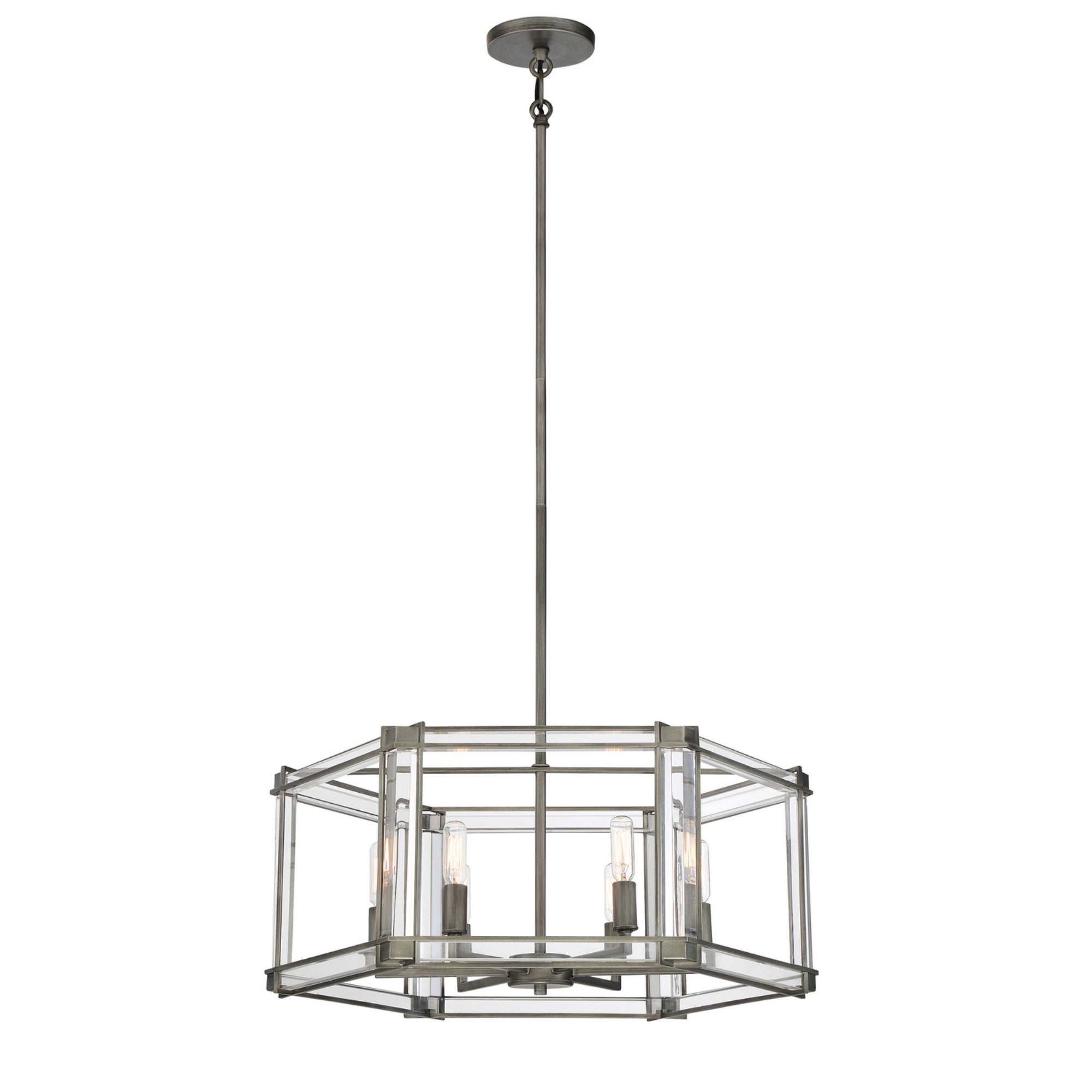 Langen Square 24" 6-Light Chandelier, Antique Nickel Finish - Bees Lighting