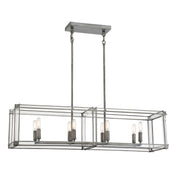 Langen Square 40" 8-Light Island Light, Antique Nickel Finish - Bees Lighting