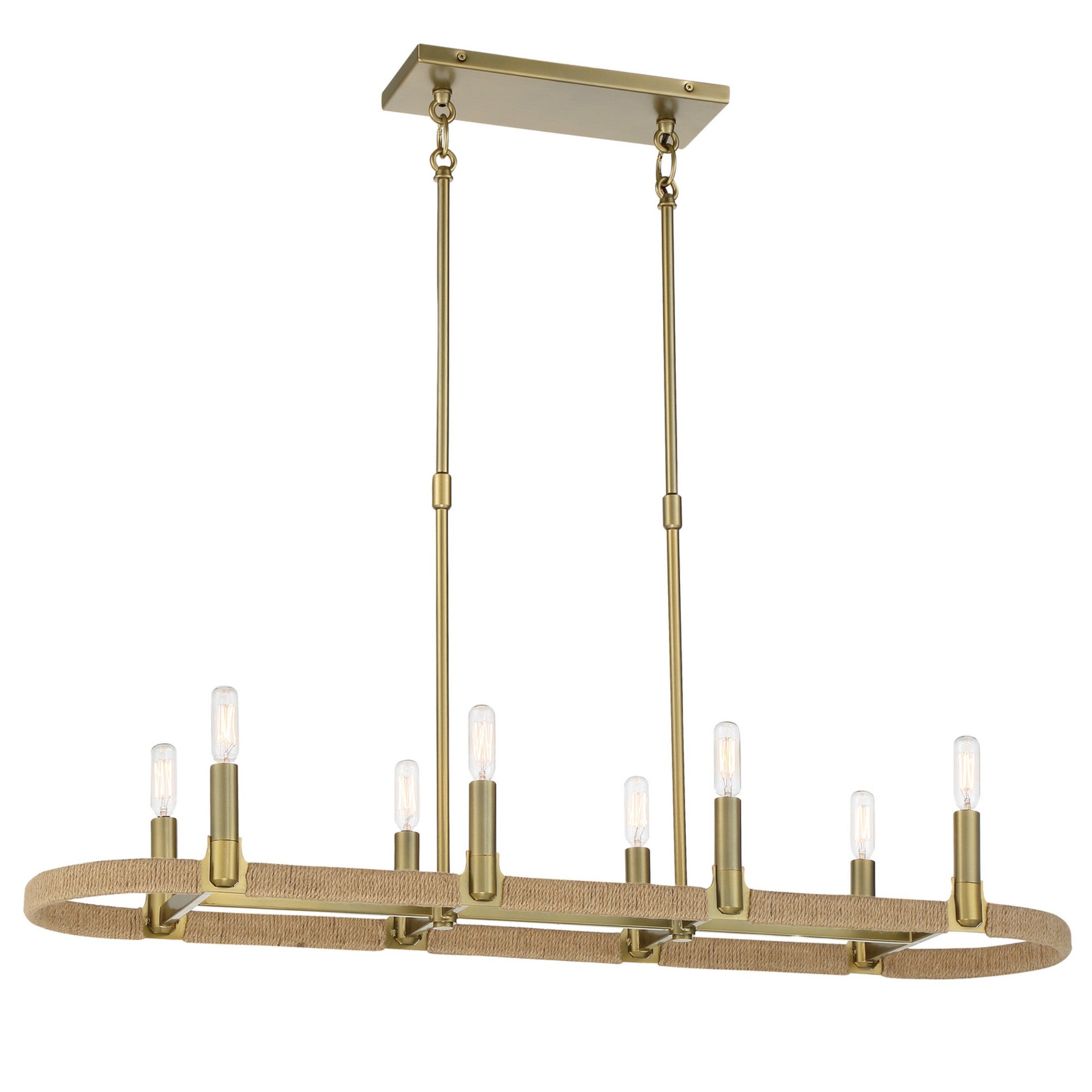 Windward Passage 41" 8-Light Island Light, Soft Brass Finish - Bees Lighting