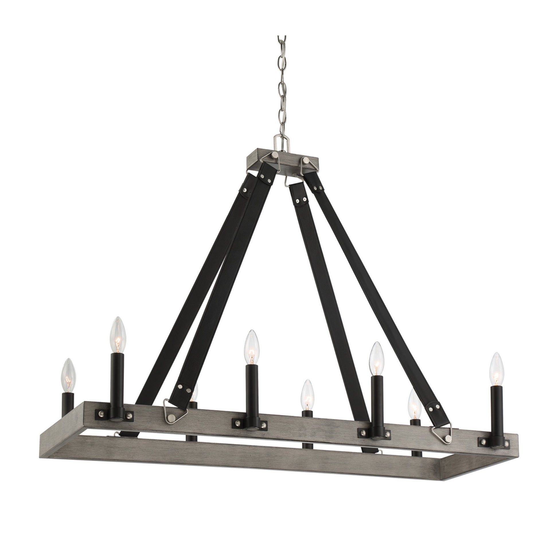 Rawson Ridge 37" 8-Light Island Light, Aged Silverwood & Coal Finish - Bees Lighting