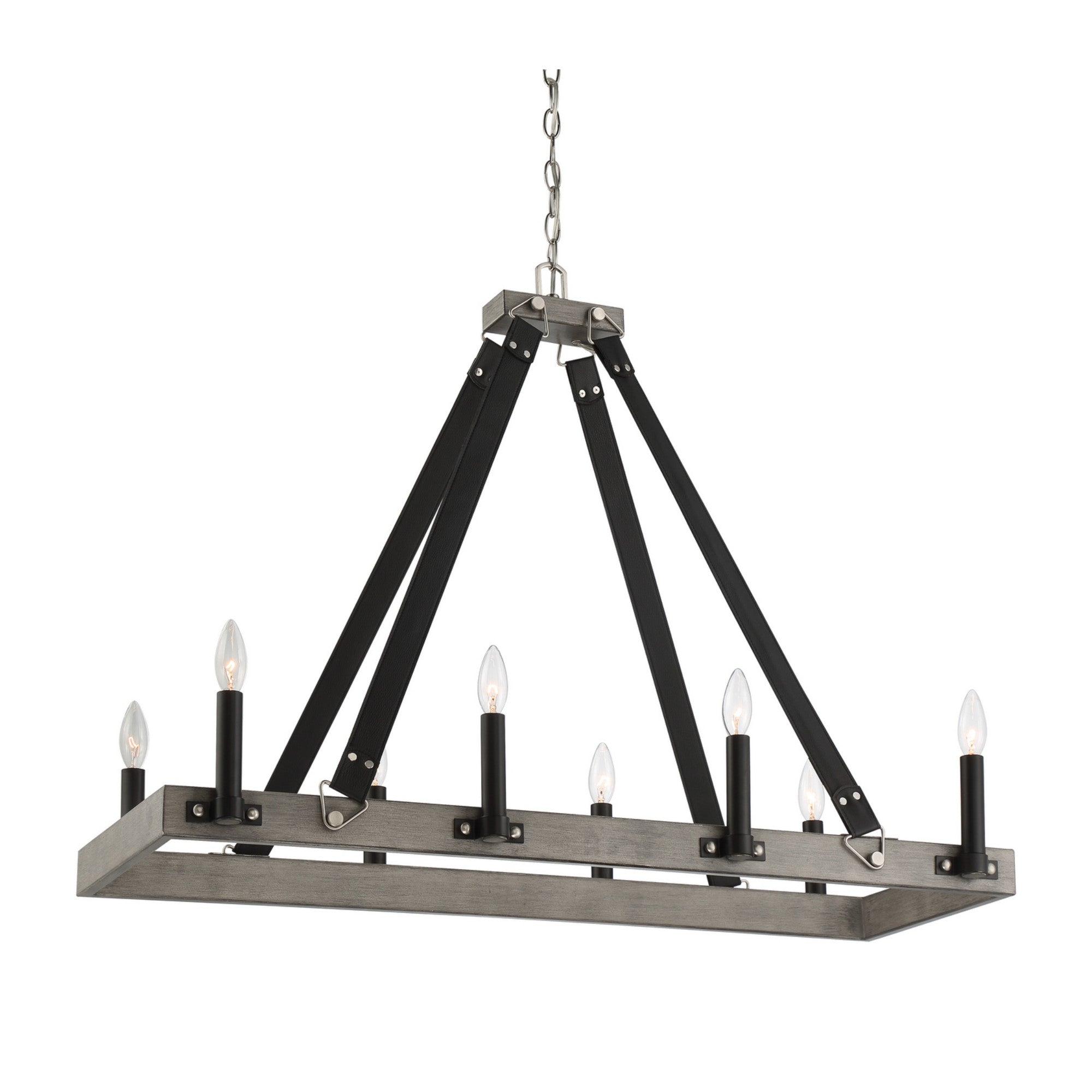 Rawson Ridge 37" 8-Light Island Light, Aged Silverwood & Coal Finish - Bees Lighting