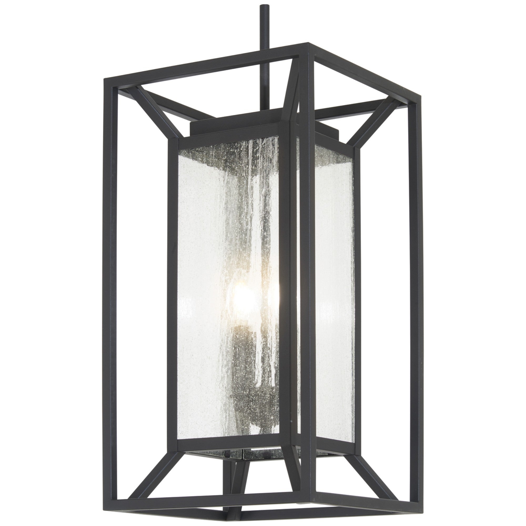 Harbor View 22" 4-Light Outdoor Hanging Lantern with Clear Seeded Glass, Sand Coal Finish - Bees Lighting