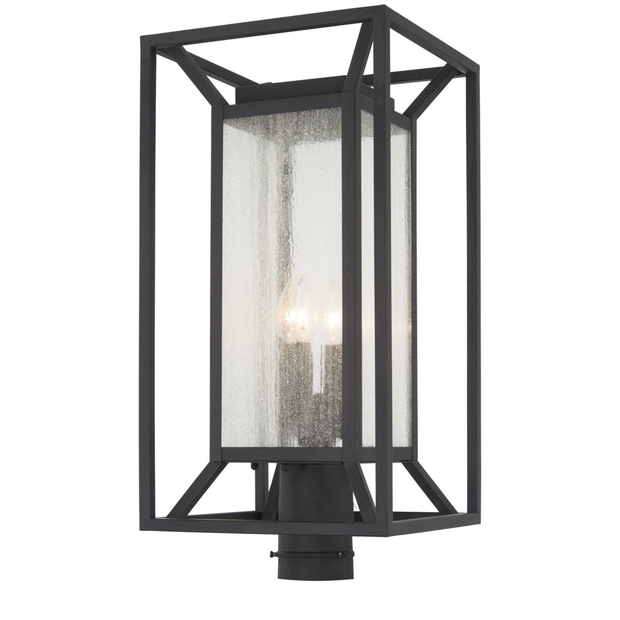 Harbor View 23" 4-Light Outdoor Post Mount with Clear Seeded Glass, Sand Coal Finish - Bees Lighting