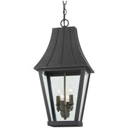 Chateau Grande 25" 4-Light Outdoor Hanging Lantern, Coal & Gold Finish - Bees Lighting
