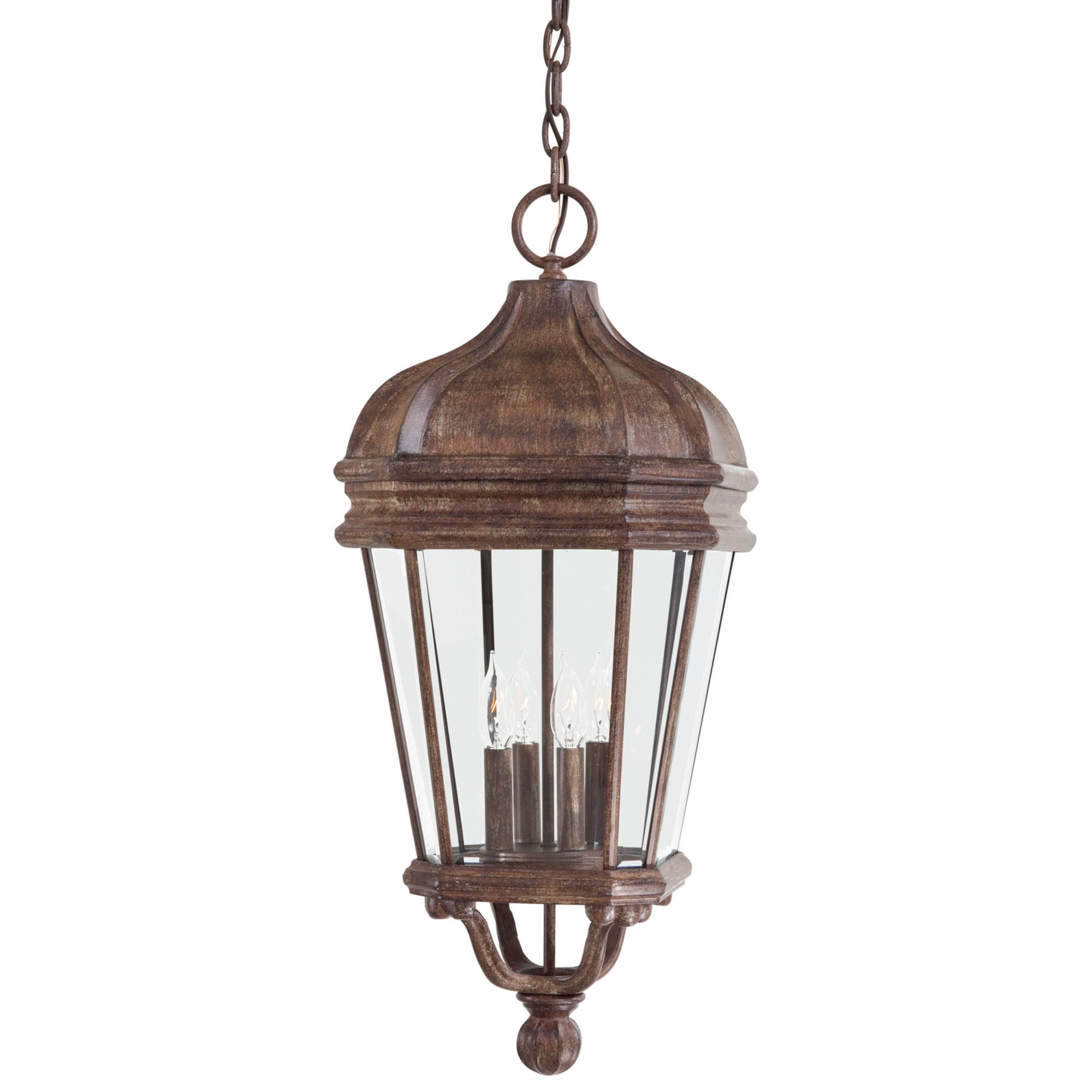 Harrison 29" 4-Light Outdoor Chain Hung, Vintage Rust Finish - Bees Lighting