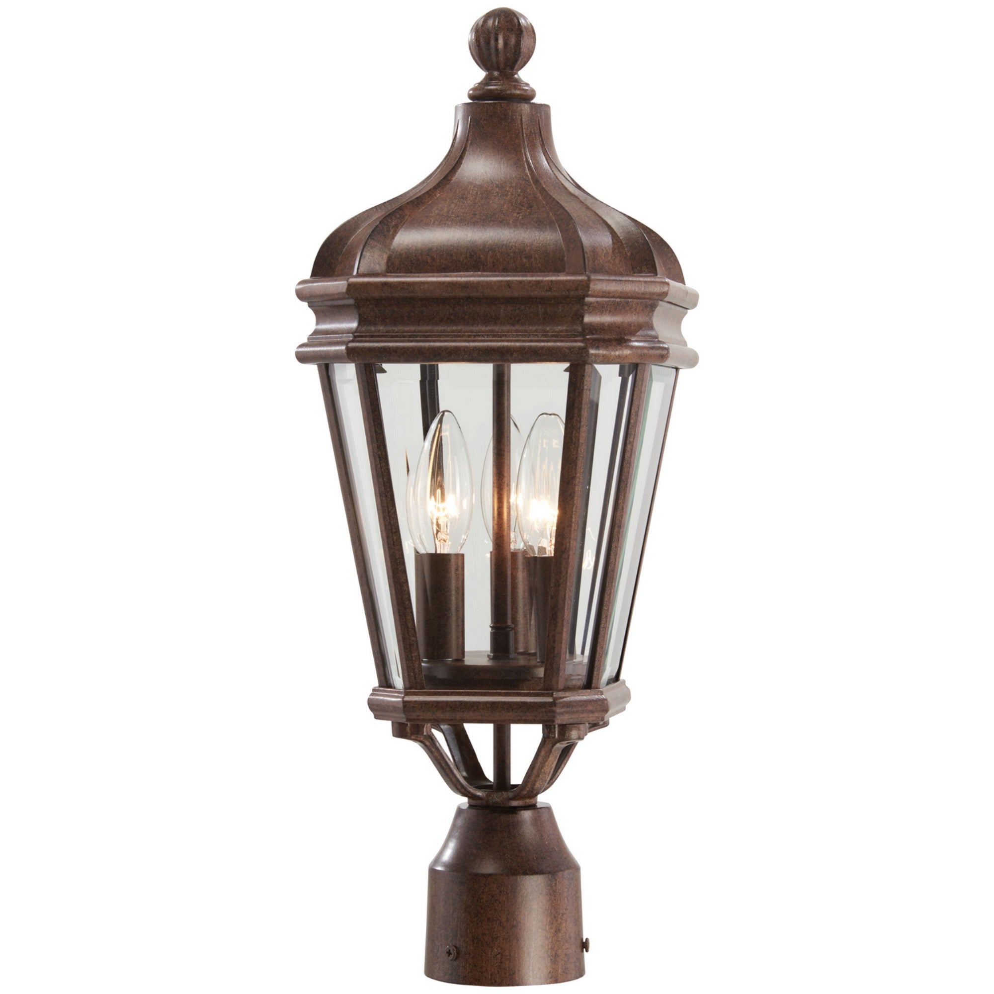 Harrison 20" 3-Light Outdoor Post Mount, Vintage Rust Finish - Bees Lighting