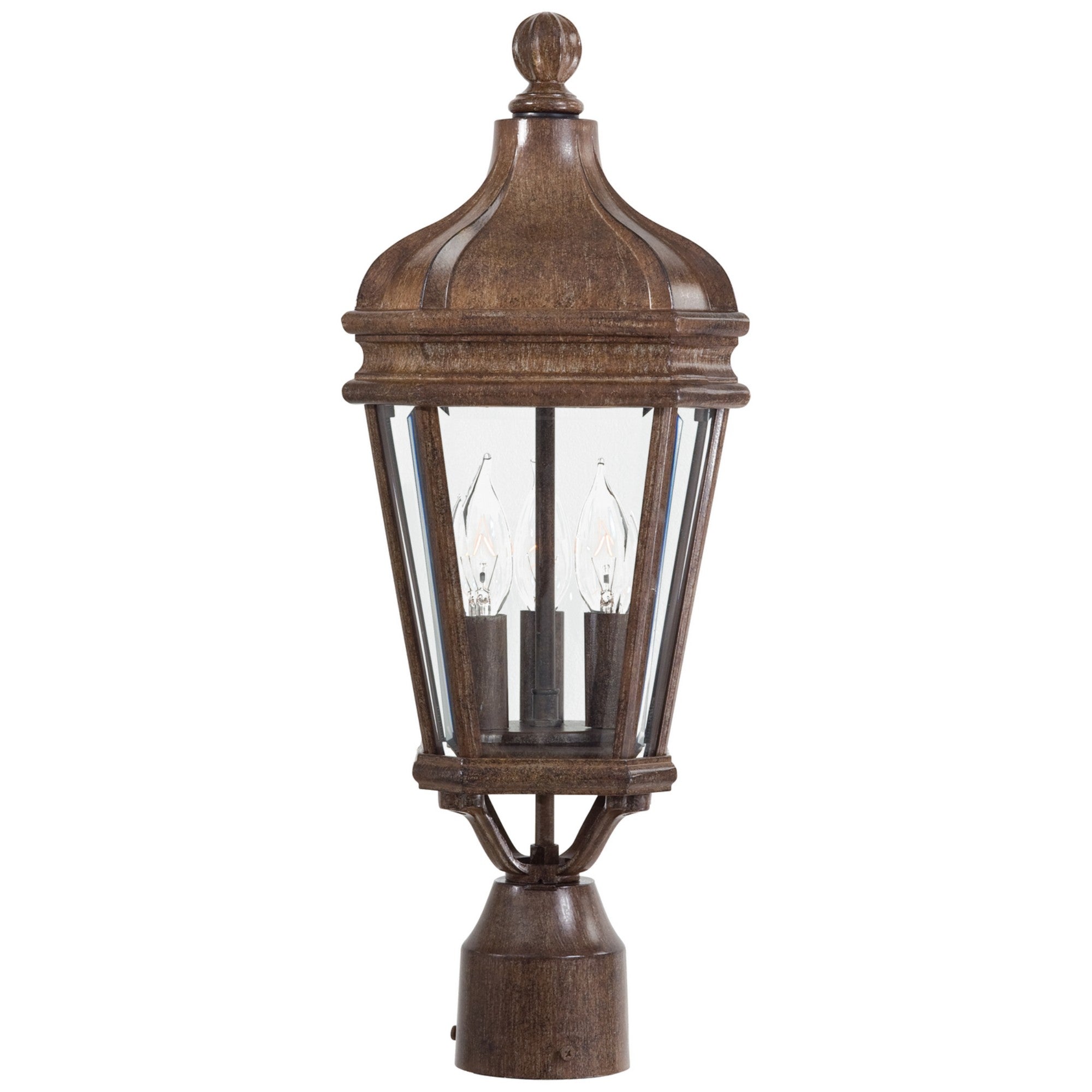 Harrison 20" 3-Light Outdoor Post Mount, Vintage Rust Finish - Bees Lighting