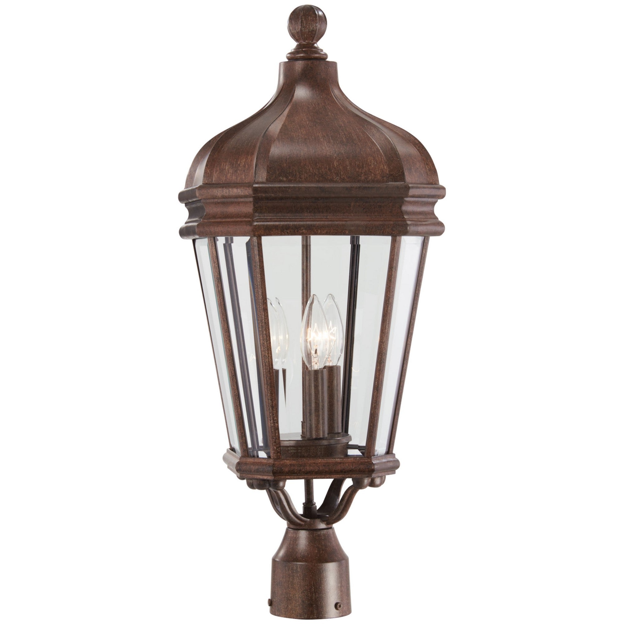 Harrison 26" 3-Light Outdoor Post Mount, Vintage Rust Finish - Bees Lighting