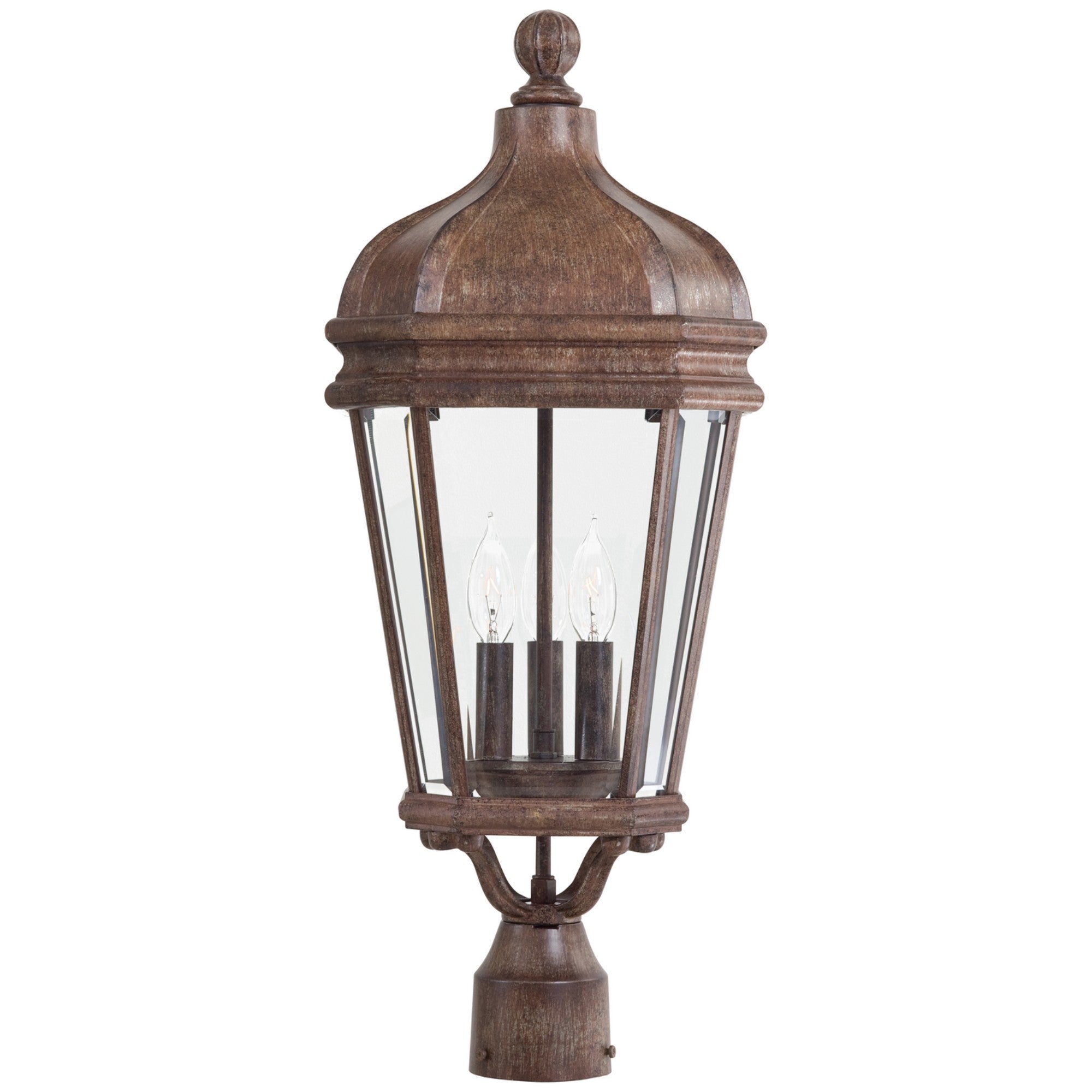 Harrison 26" 3-Light Outdoor Post Mount, Vintage Rust Finish - Bees Lighting