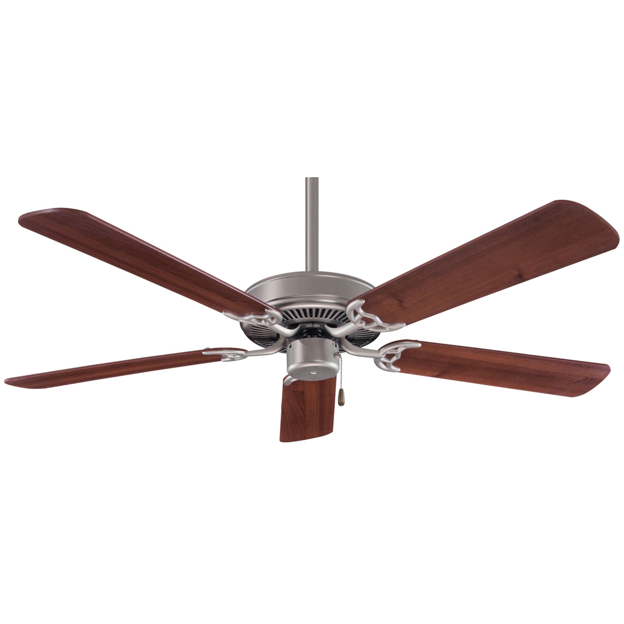 Contractor 52 Inch Ceiling Fan with Pull Chain, Brushed Steel with Dark Walnut Blades - Bees Lighting