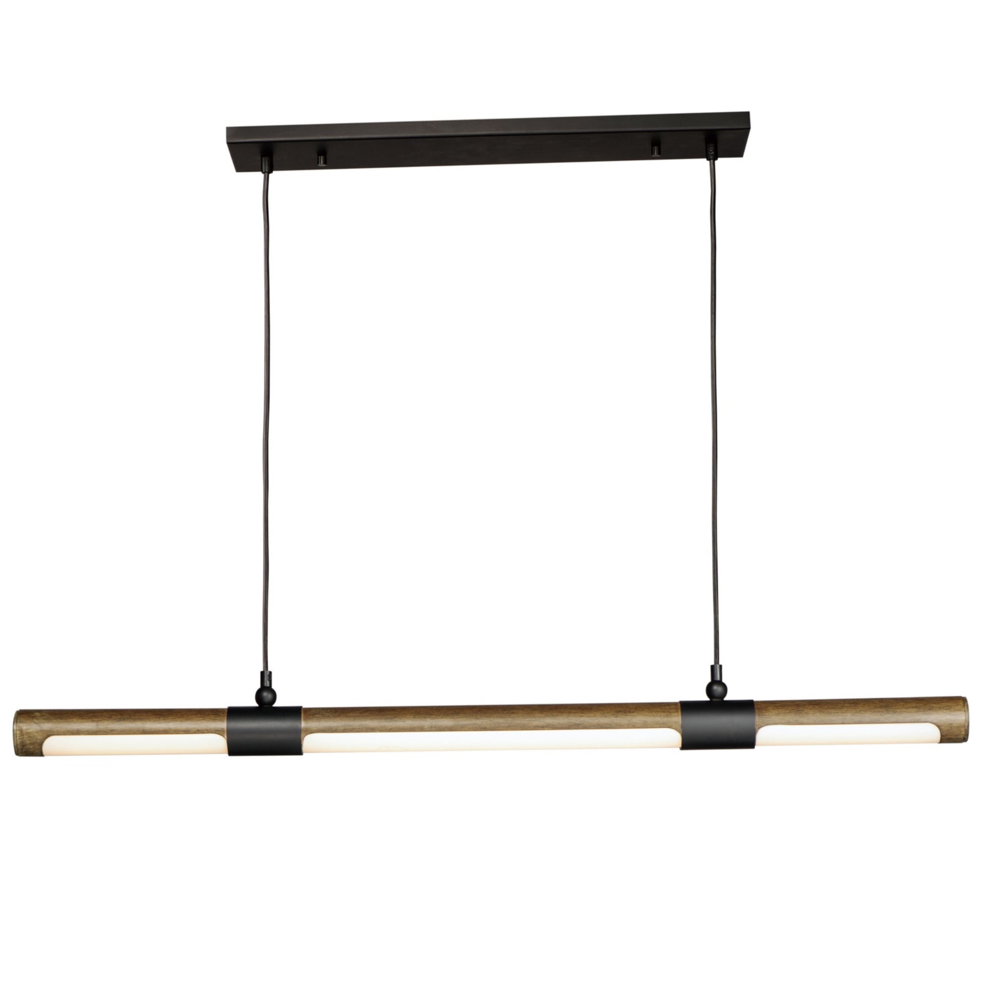 Rollo 40" Linear LED Pendant, Antique Pecan & Black Finish - Bees Lighting