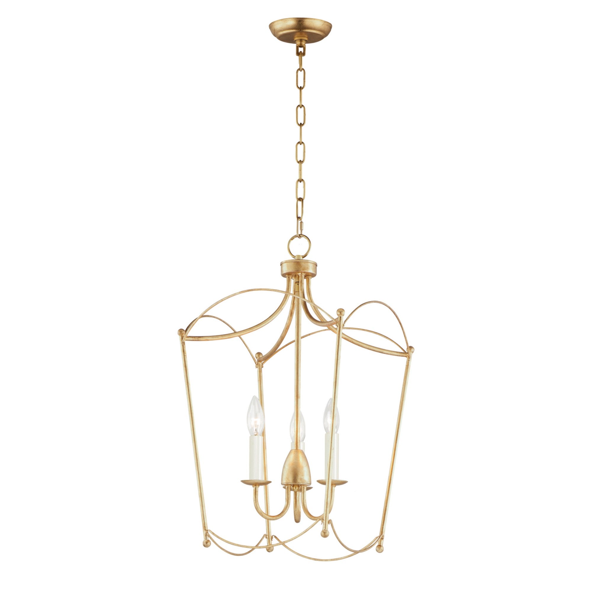 Plumette 25" 3-Light Pendant, Gold Leaf Finish