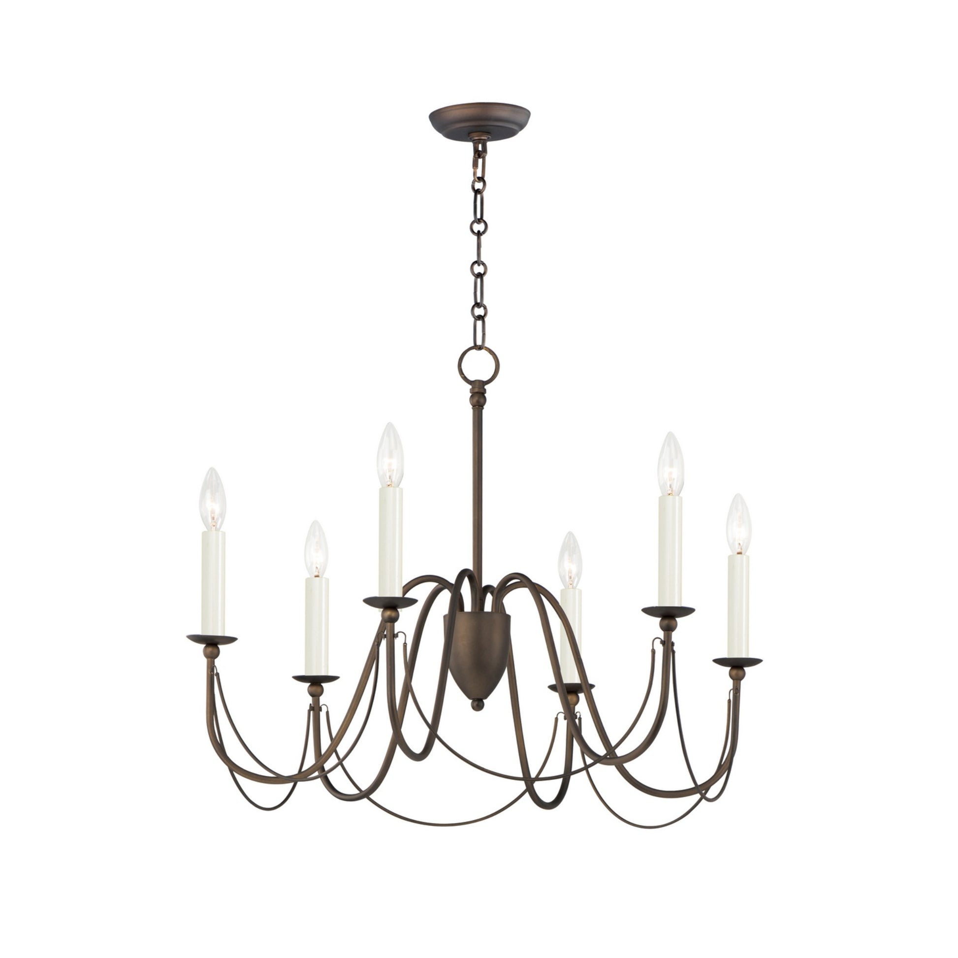 Plumette 28" 6-Light Chandelier, Chestnut Bronze Finish - Bees Lighting