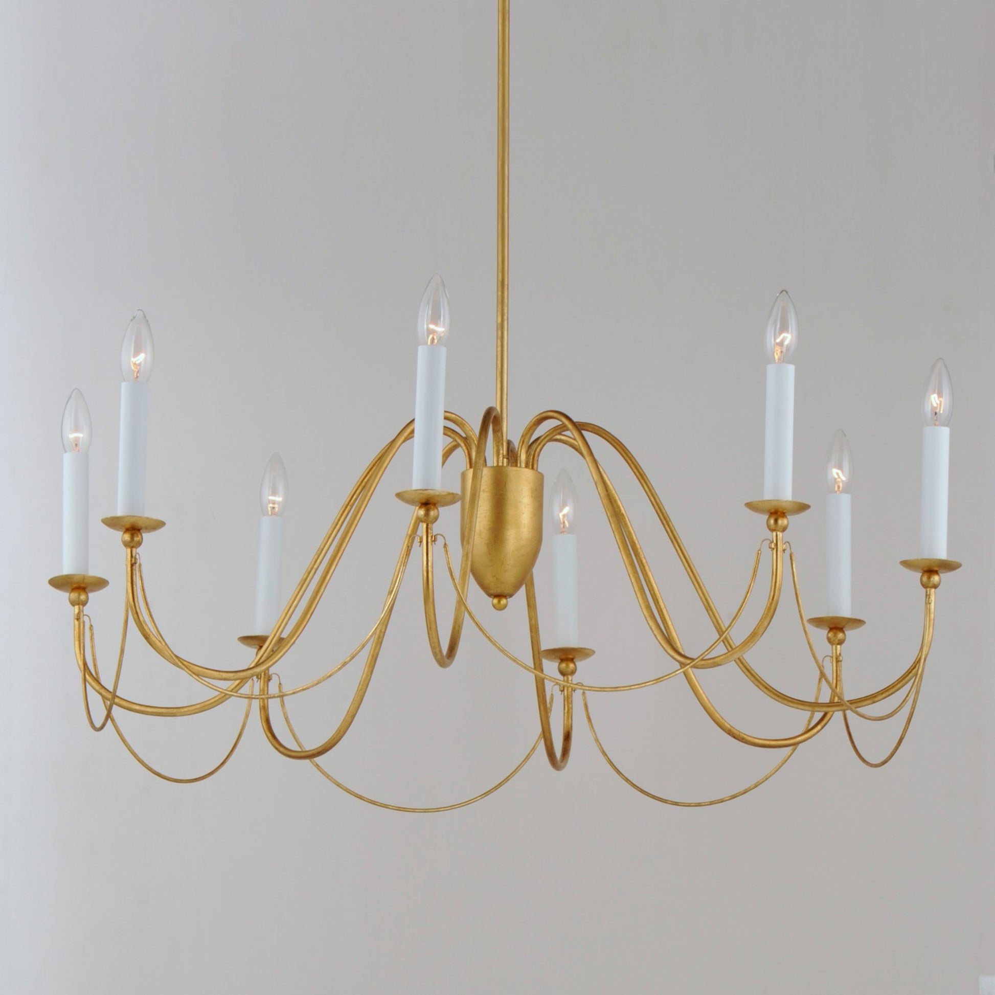 Plumette 36" 8-Light Chandelier, Gold Leaf Finish - Bees Lighting