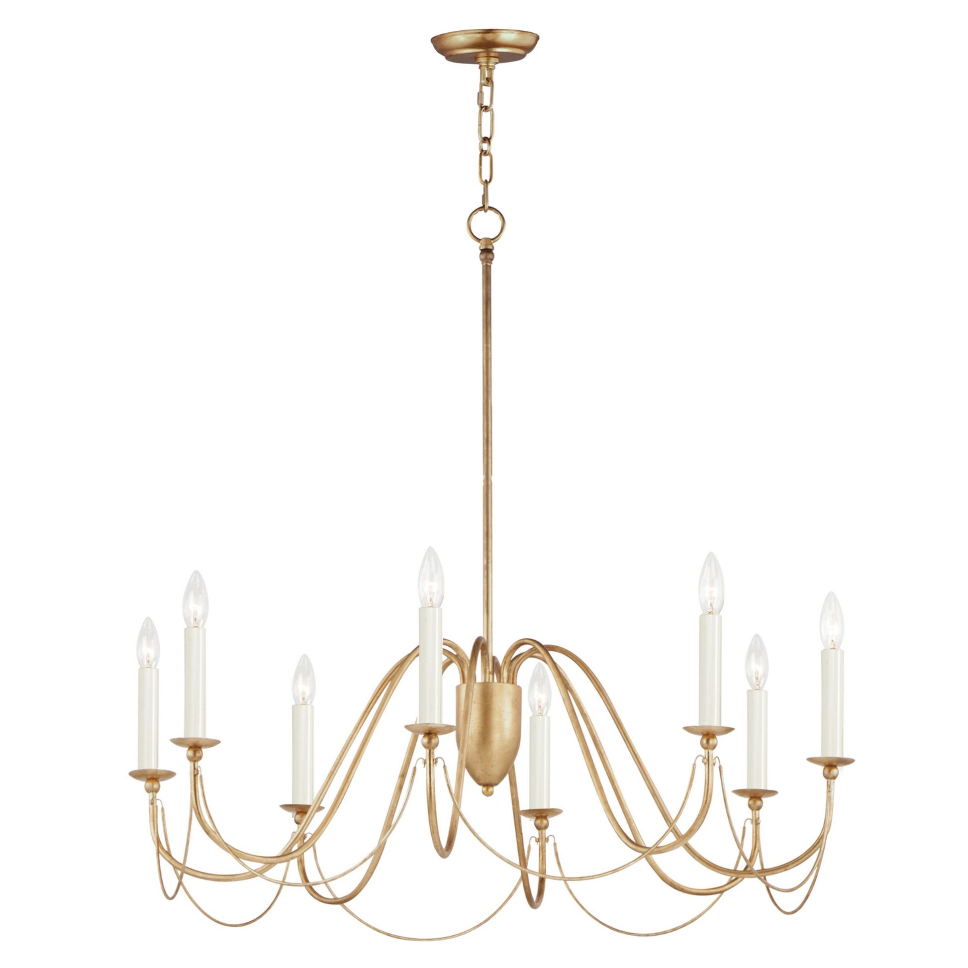 Plumette 36" 8-Light Chandelier, Gold Leaf Finish - Bees Lighting