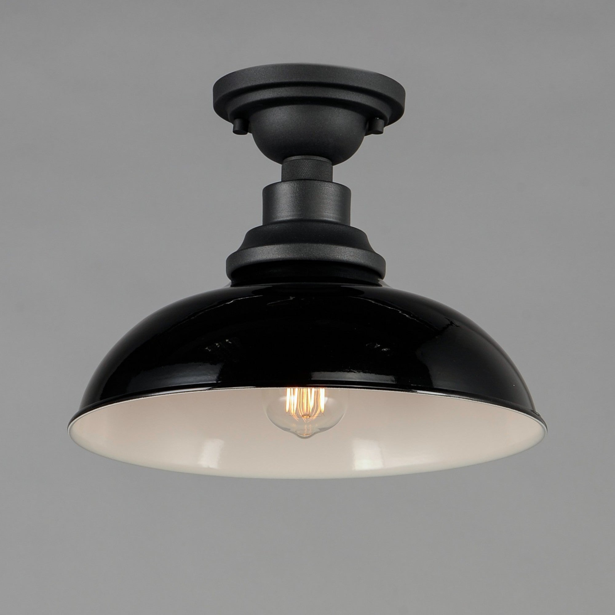 Granville 12" Outdoor Ceiling Mount, Gloss Black & Black Finish - Bees Lighting
