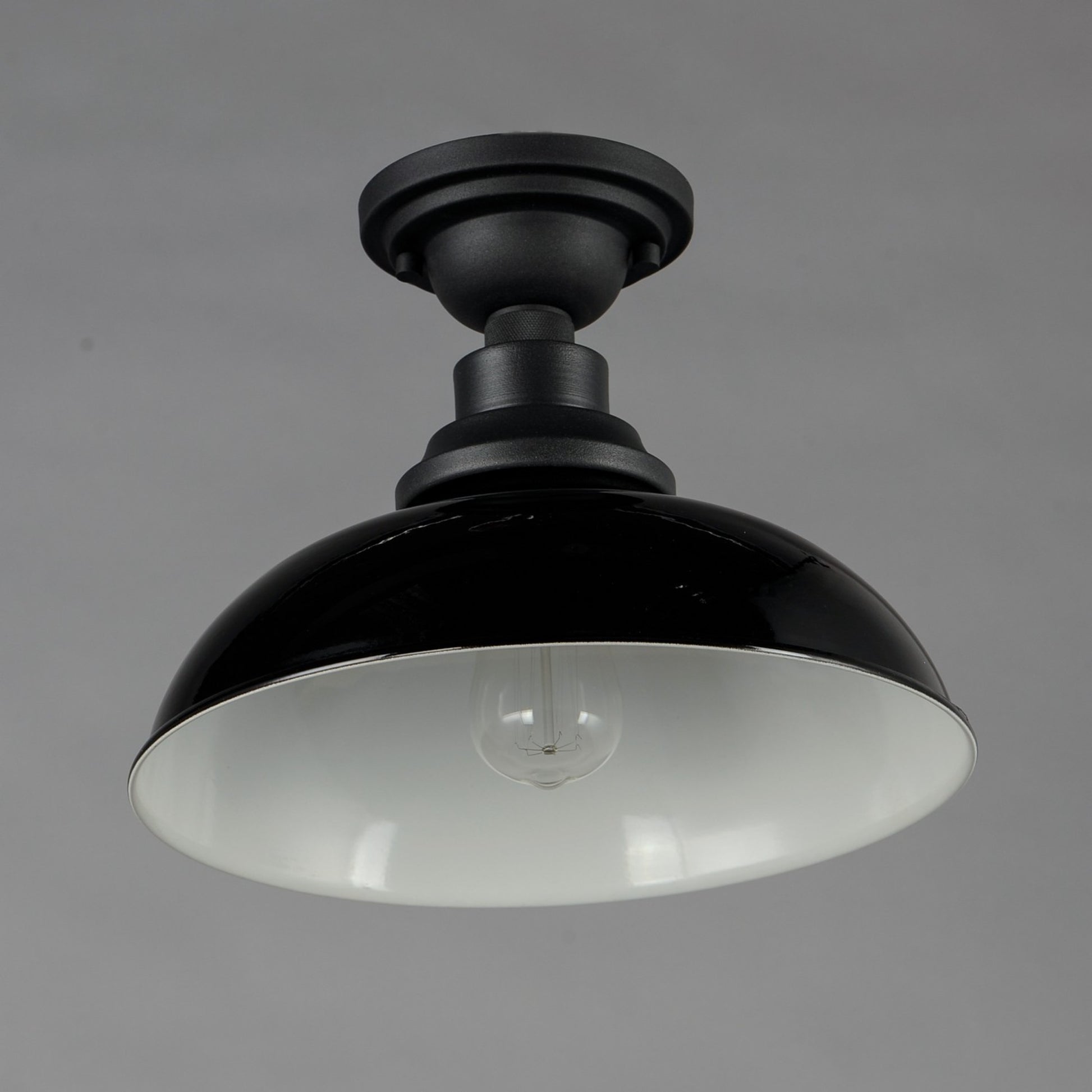 Granville 12" Outdoor Ceiling Mount, Gloss Black & Black Finish - Bees Lighting