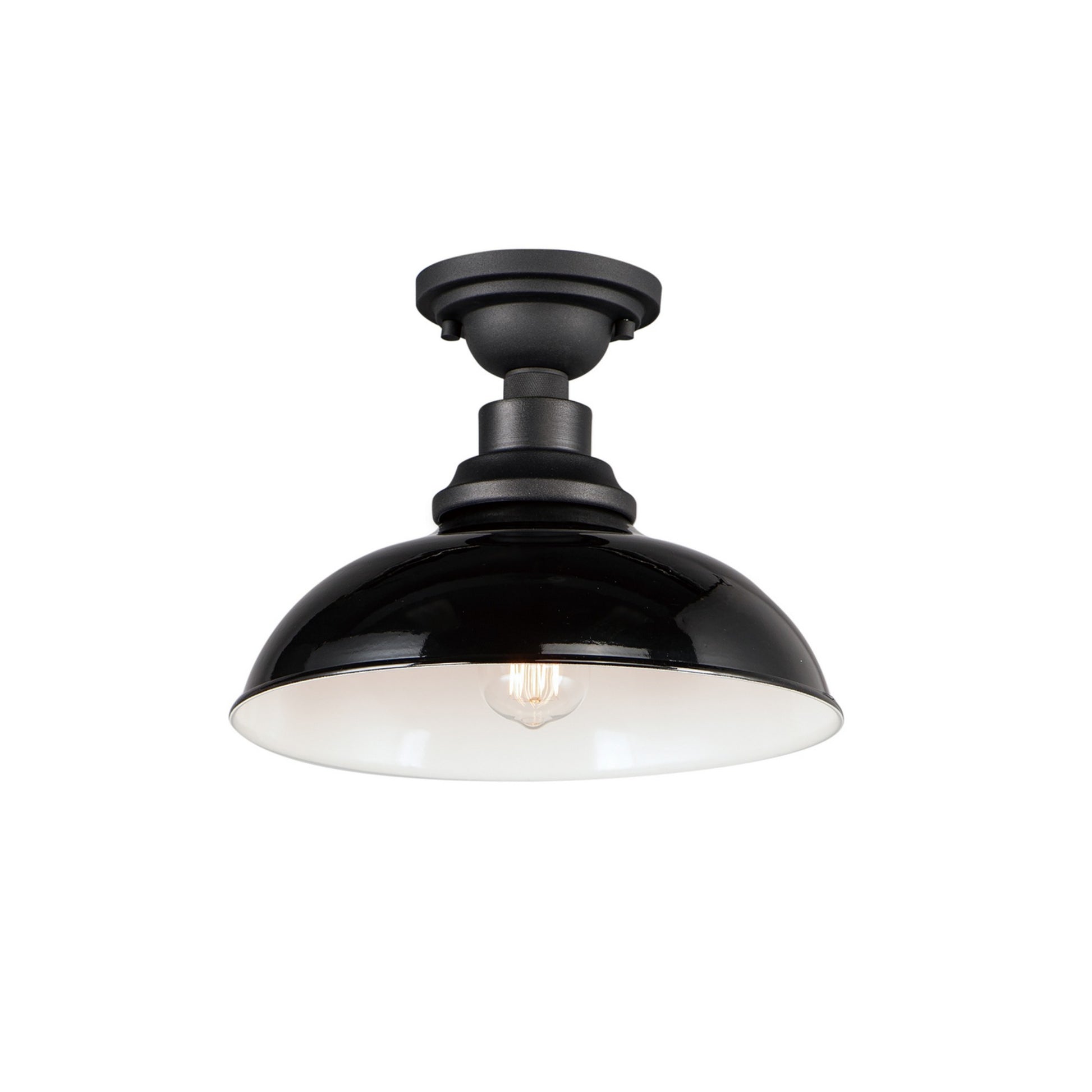 Granville 12" Outdoor Ceiling Mount, Gloss Black & Black Finish - Bees Lighting