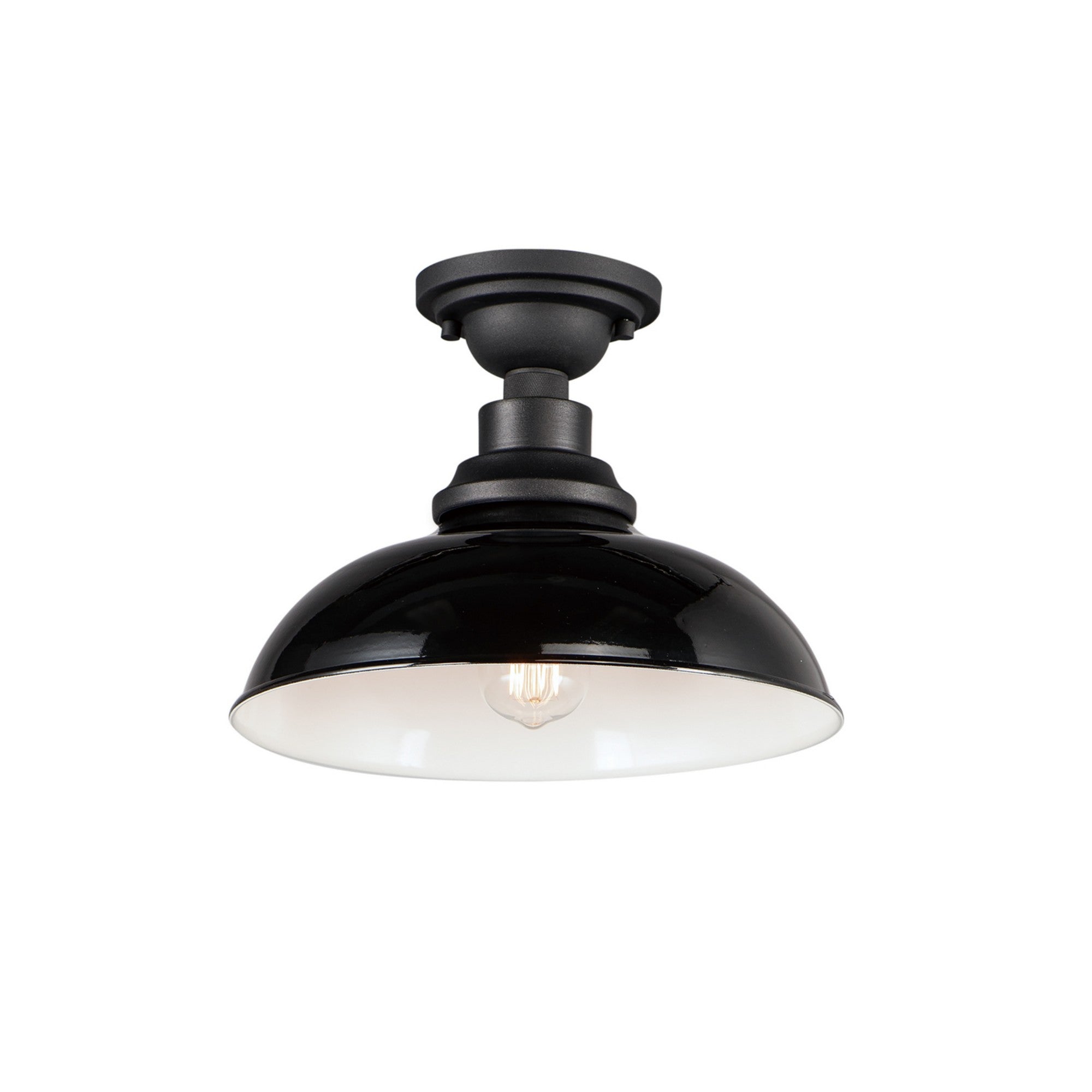 Granville 12" Outdoor Ceiling Mount, Gloss Black & Black Finish - Bees Lighting