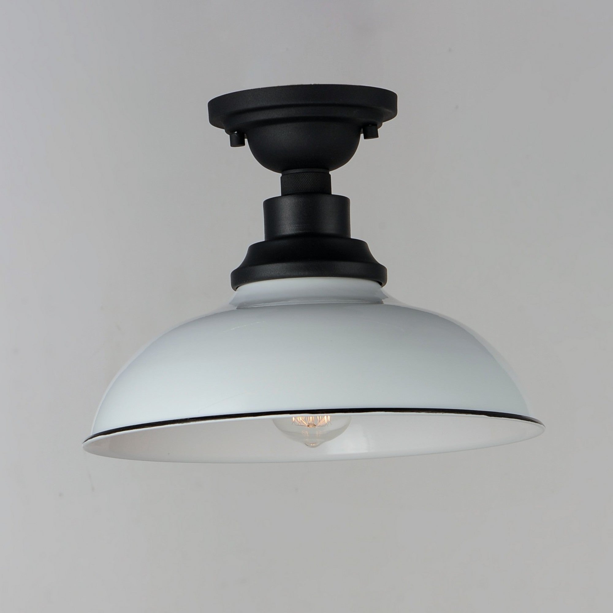 Granville 12" Outdoor Ceiling Mount, White & Black Finish - Bees Lighting