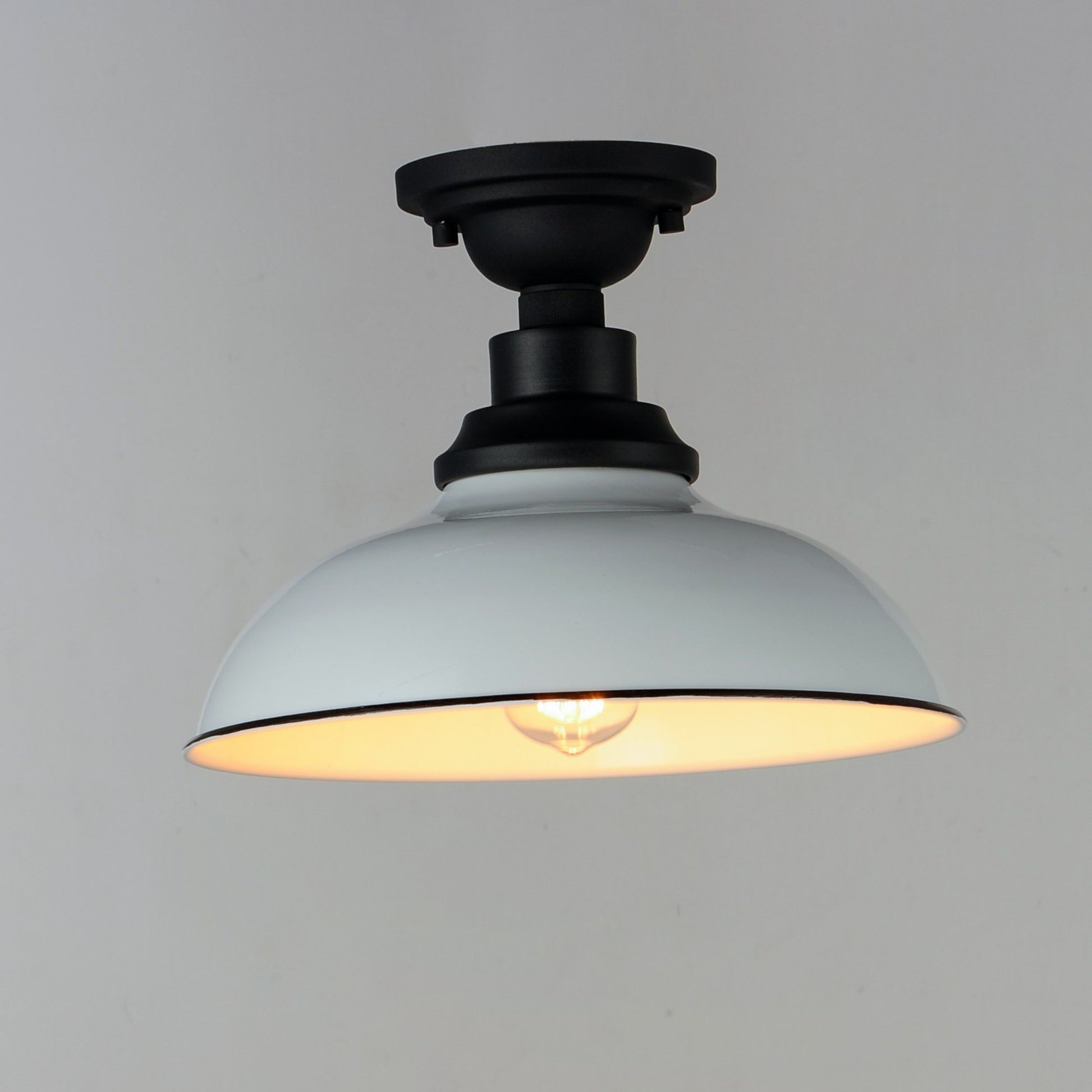 Granville 12" Outdoor Ceiling Mount, White & Black Finish - Bees Lighting