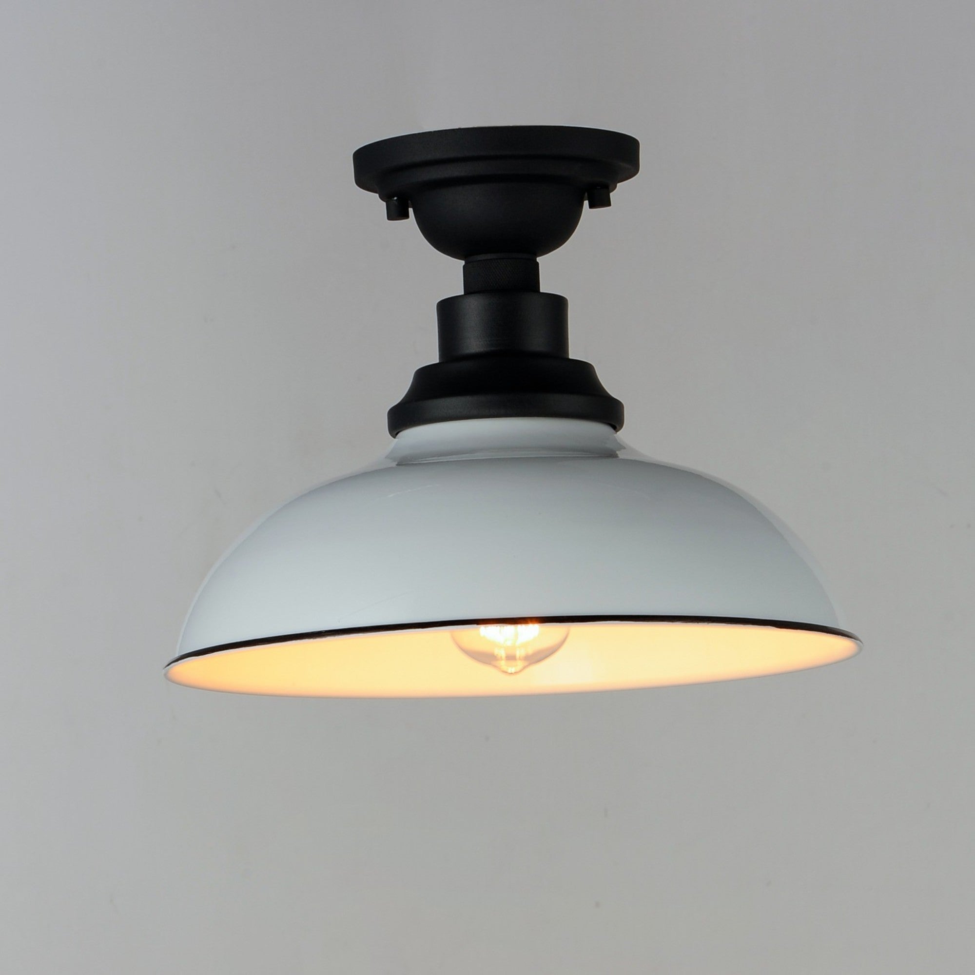 Granville 12" Outdoor Ceiling Mount, White & Black Finish - Bees Lighting