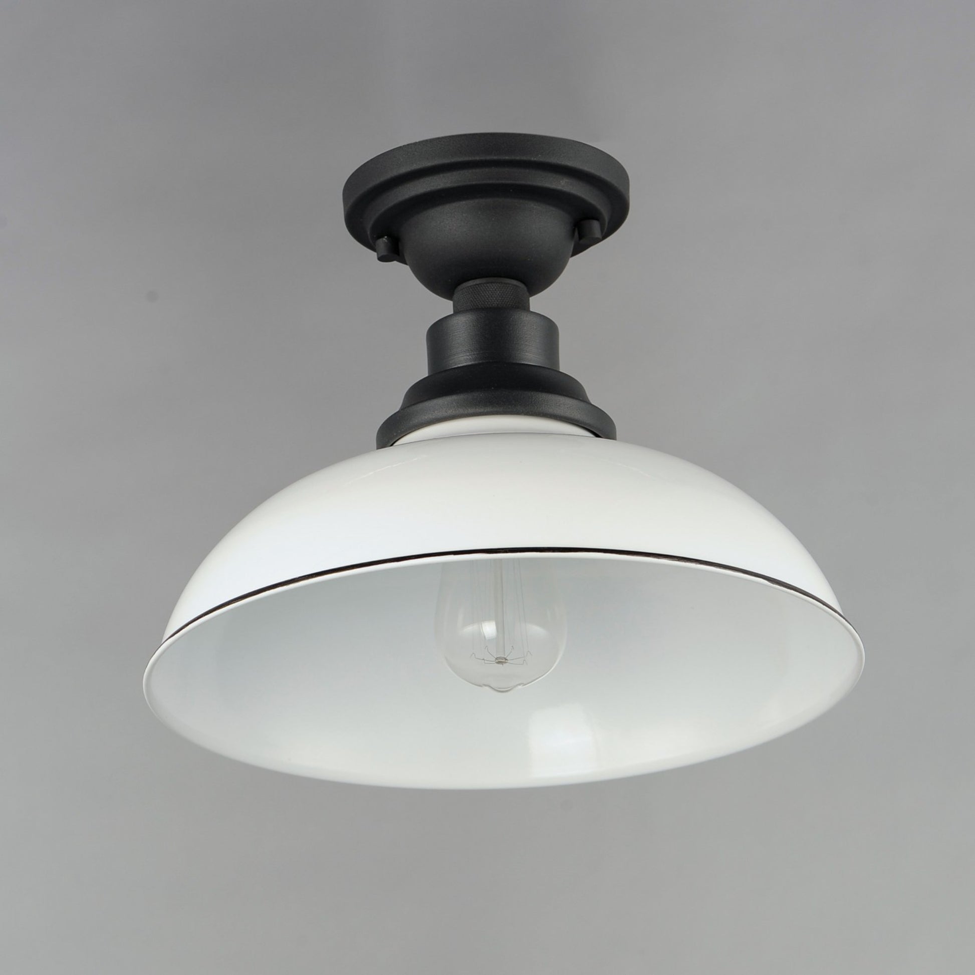 Granville 12" Outdoor Ceiling Mount, White & Black Finish - Bees Lighting