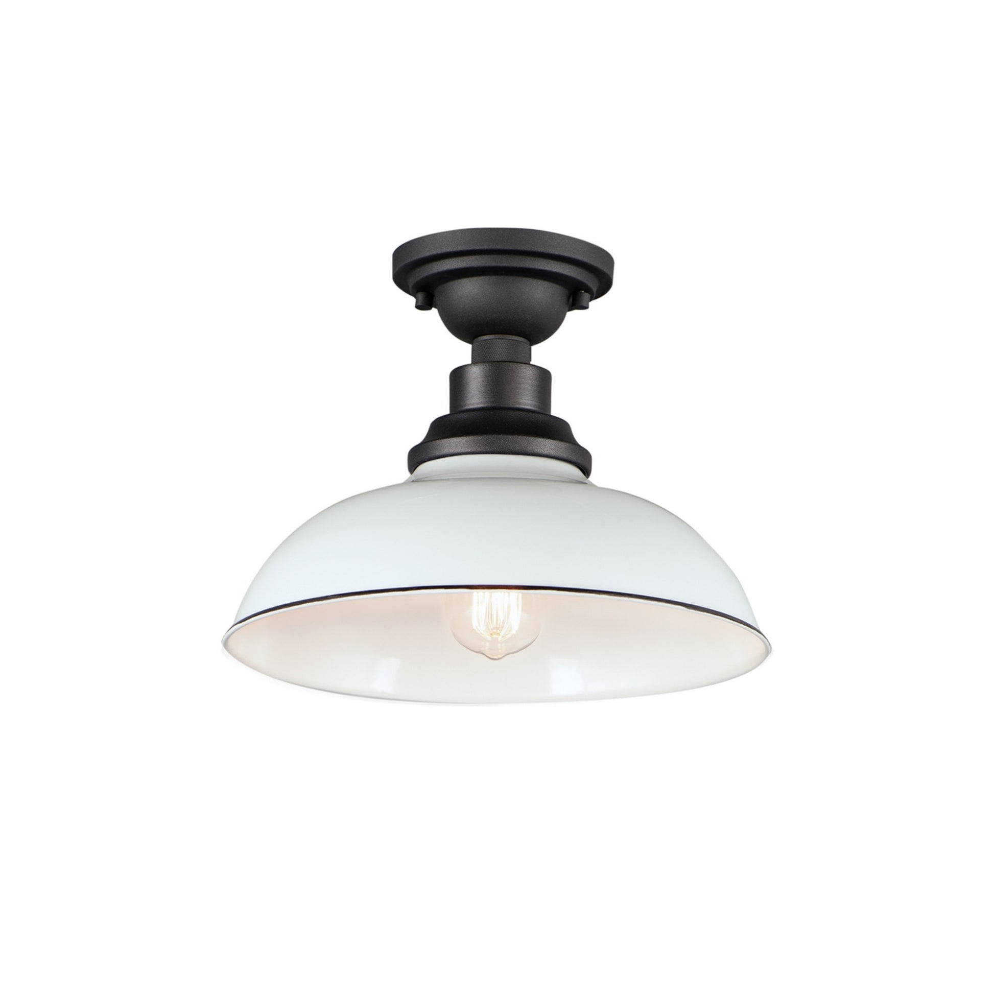 Granville 12" Outdoor Ceiling Mount, White & Black Finish - Bees Lighting
