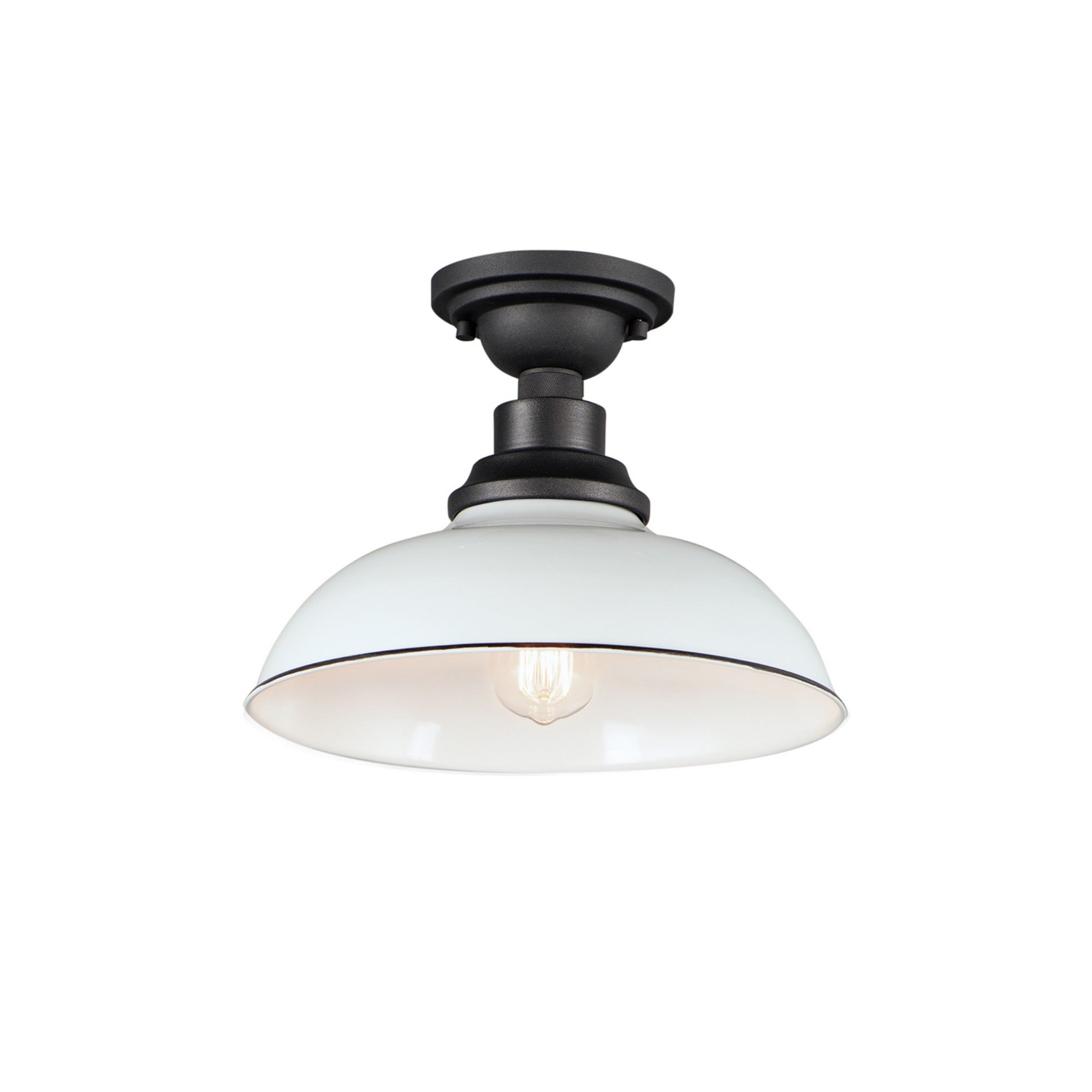 Granville 12" Outdoor Ceiling Mount, White & Black Finish - Bees Lighting