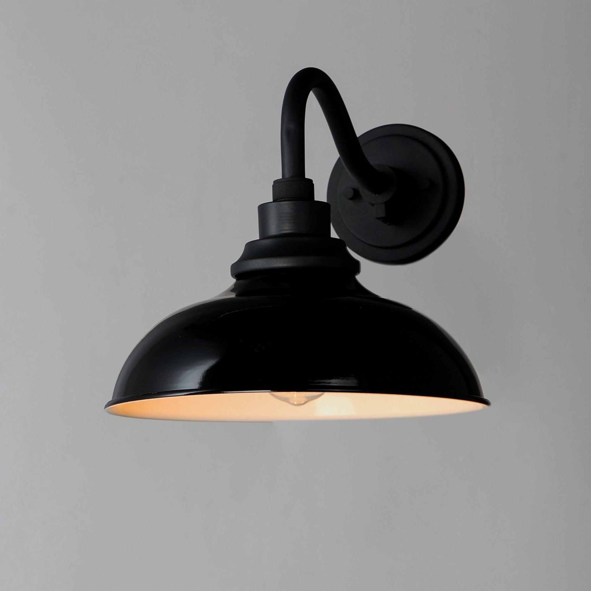Granville 12" Outdoor Wall Lantern, Gloss Black & Black Finish - Bees Lighting