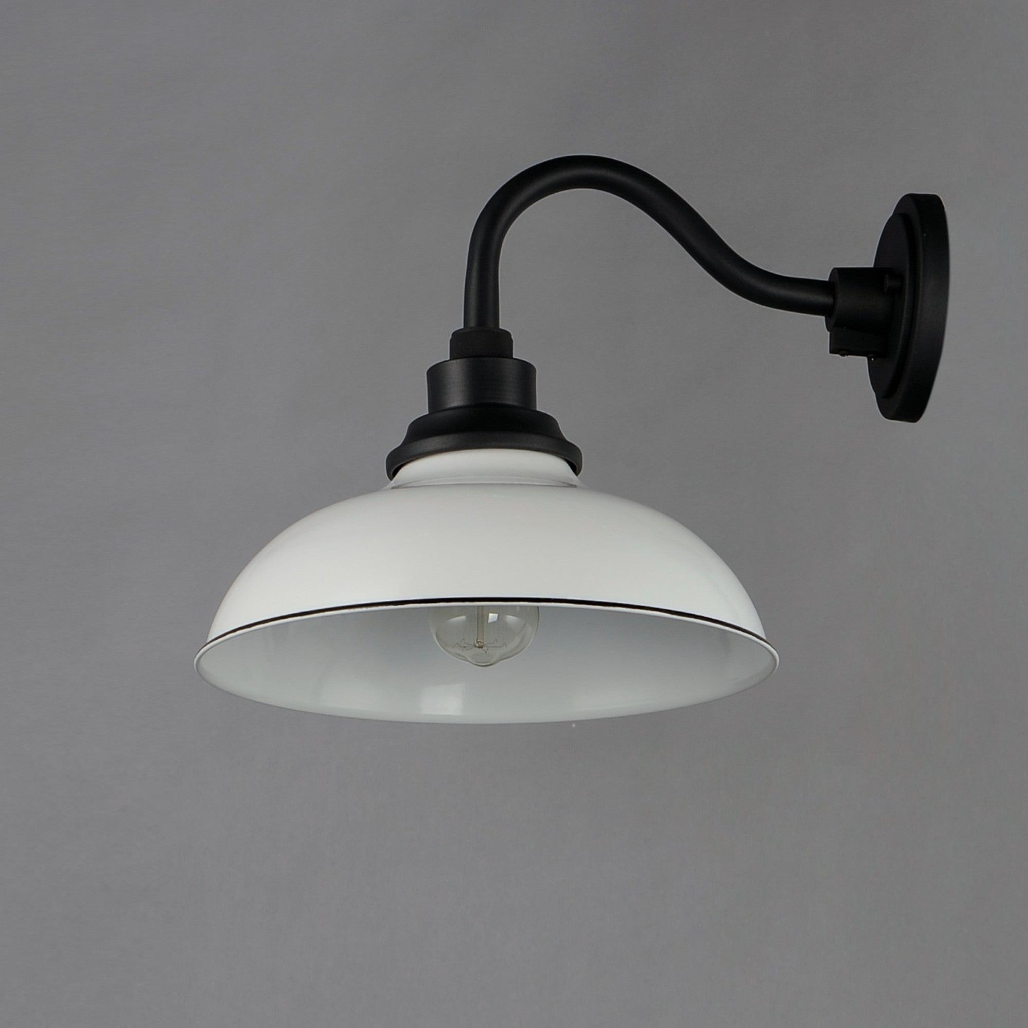 Granville 12" Outdoor Wall Lantern, White & Black Finish - Bees Lighting