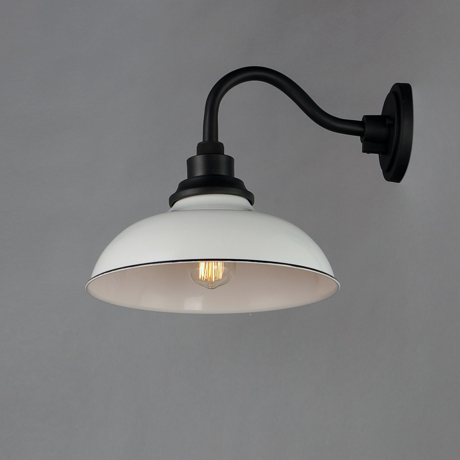Granville 12" Outdoor Wall Lantern, White & Black Finish - Bees Lighting